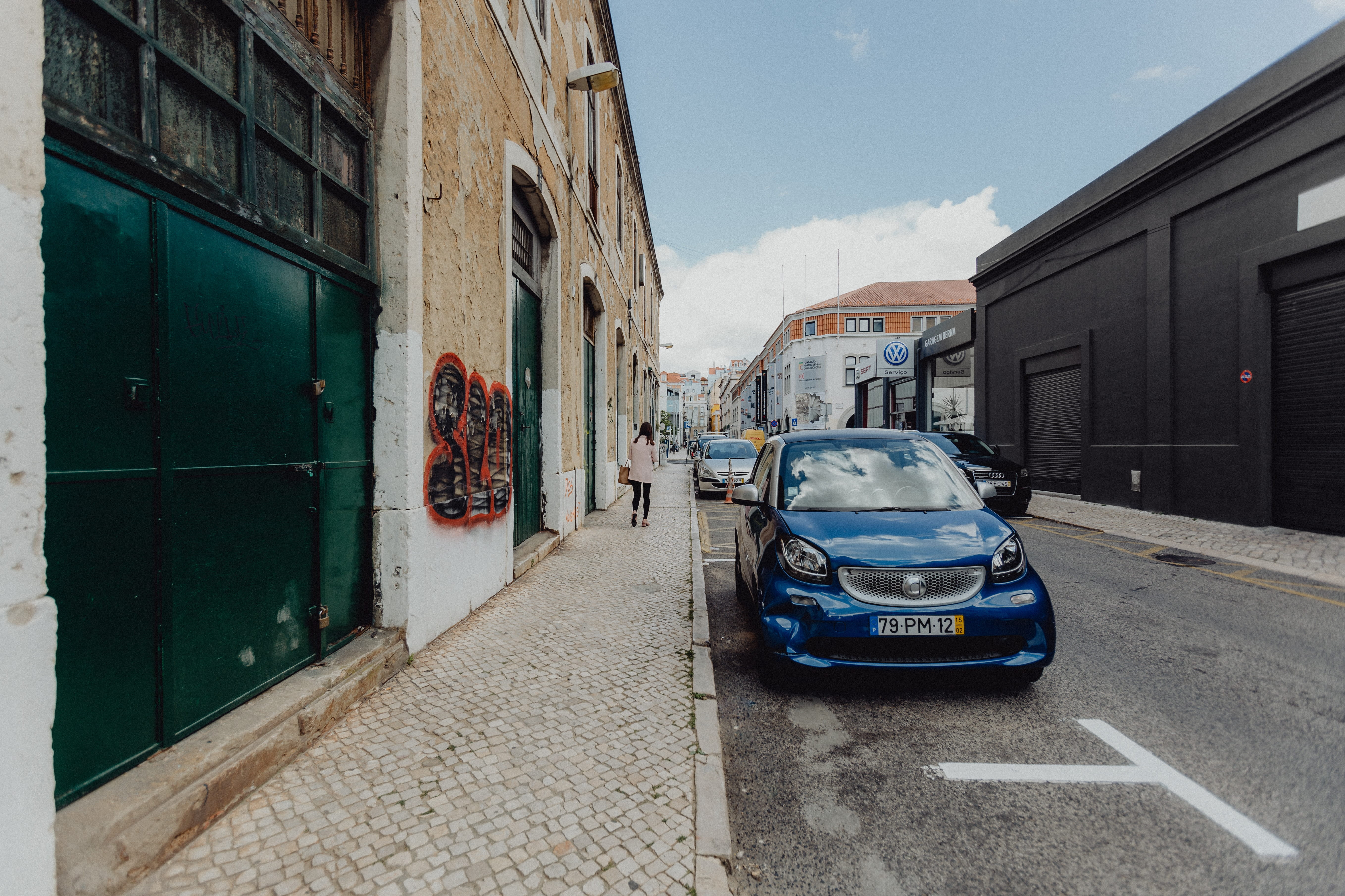 portugal, transportation, lisboa, Europe, mode of transportation, sky, alley, day, 5K, car, building, motor vehicle, built structure, residential district, HD Wallpaper