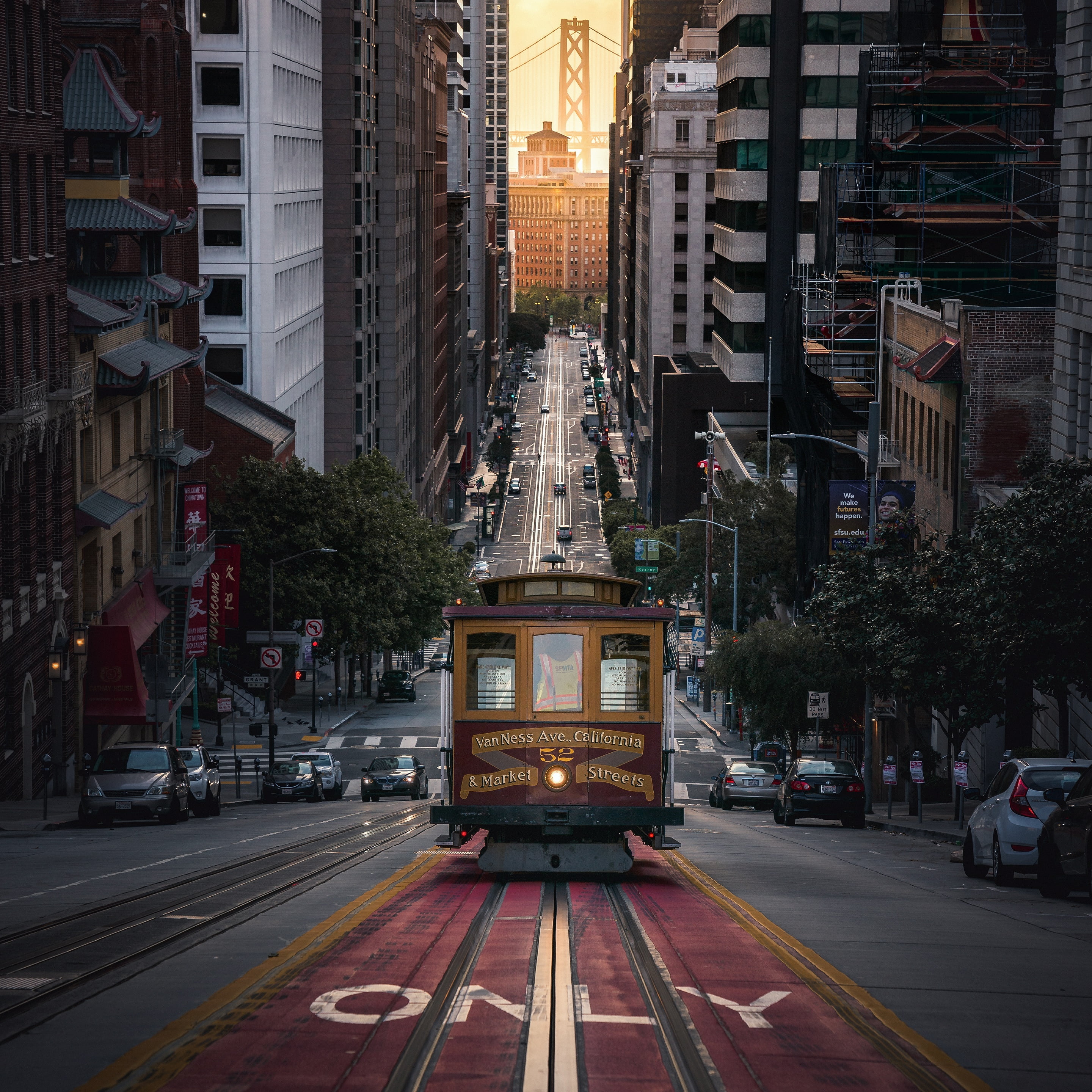 street, tram, CA, San Francisco, machine, USA, 2K, light, home, Phone HD Wallpaper