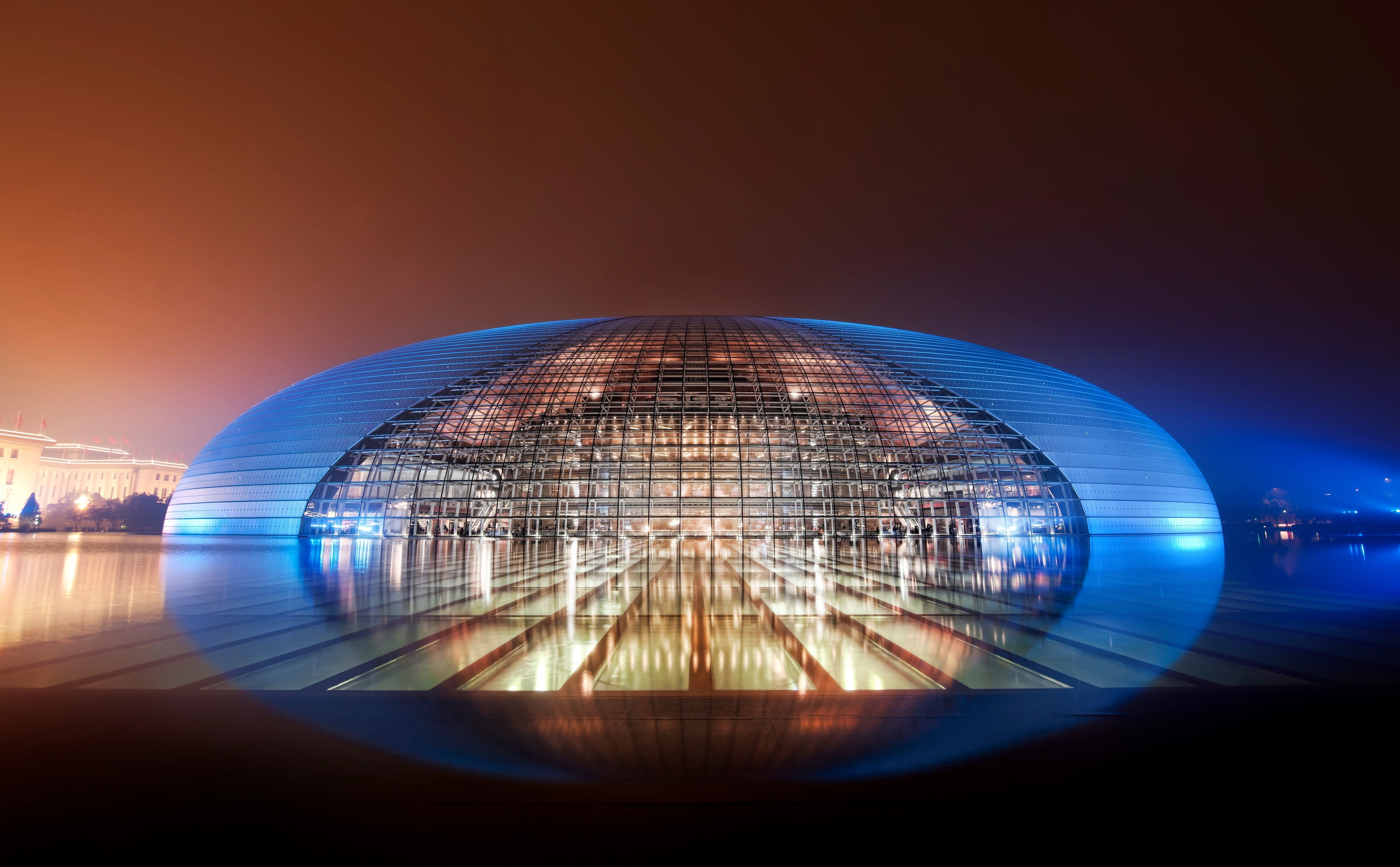 skyscraper, national, beijing, Travel, no people, built structure, reflection, centre, national centre for the performing arts, office building exterior, HD Wallpaper