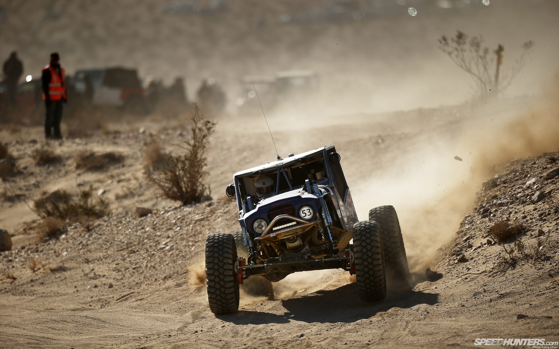 desert, cars, dust, 1080P, off, hd, road, HD Wallpaper