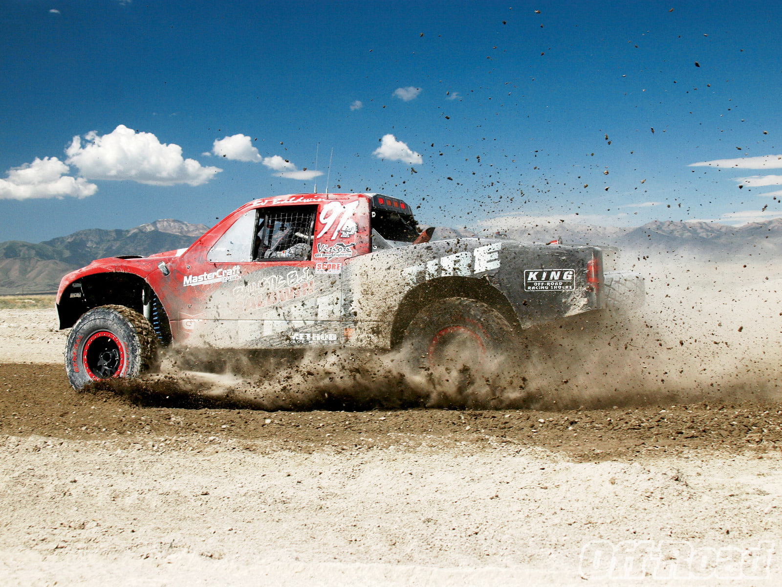 cars, dirt, monster, car, red, 720P, black, trophy, hd, truck, HD Wallpaper