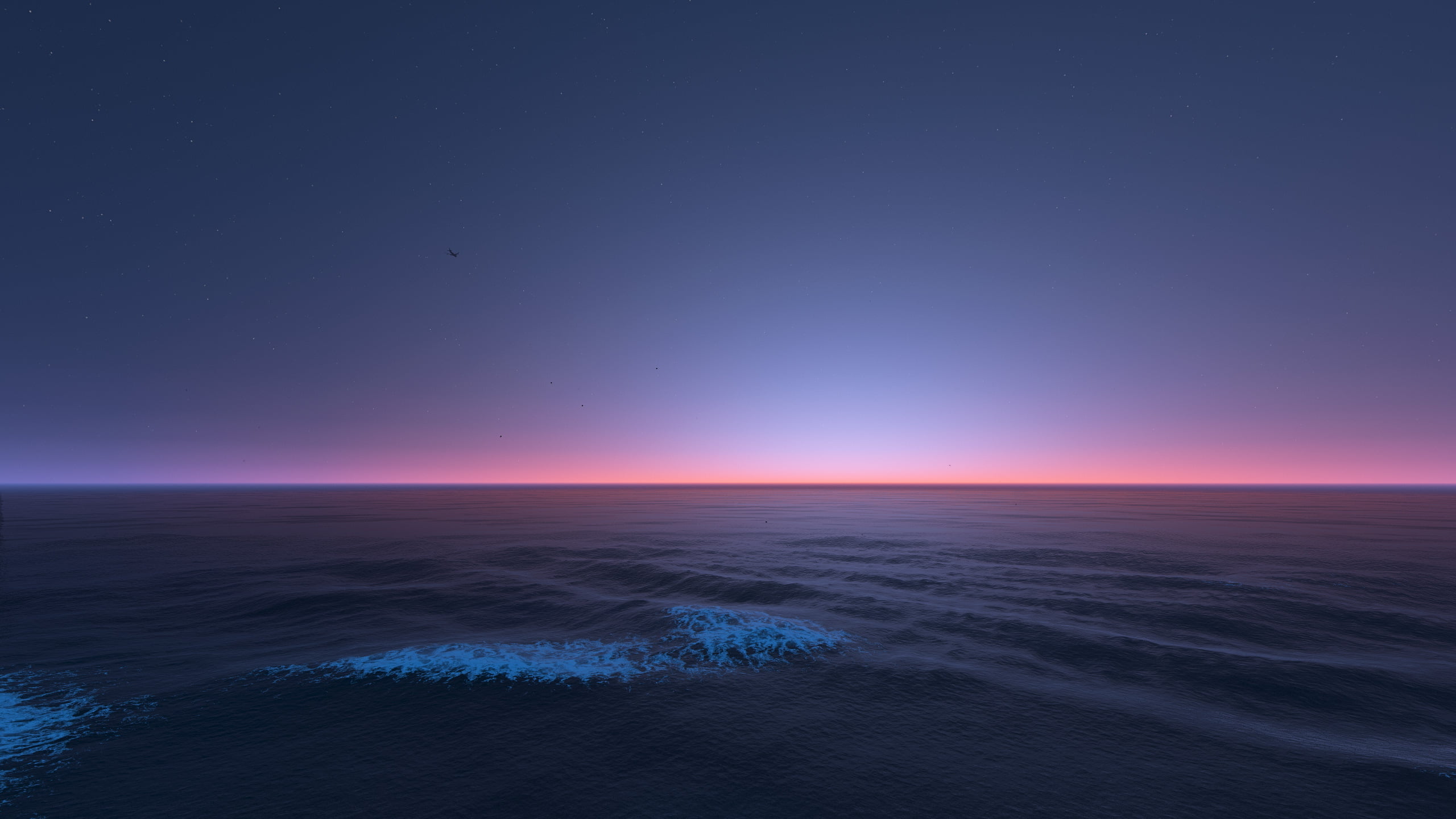 scenics - nature, astronomy, outdoors, games, beauty in nature, night, sky, hd, sea, gta 5, tranquility, tranquil scene, nature, horizon, 2K, space, sunset, HD Wallpaper