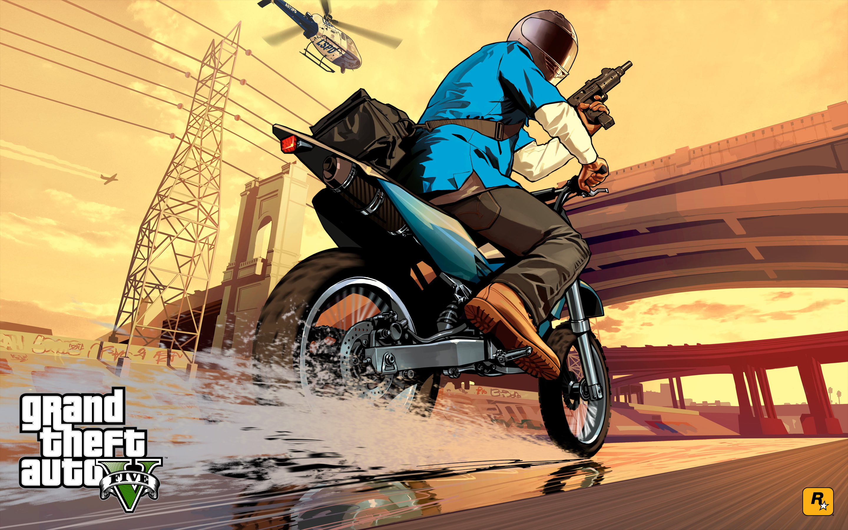 2K, rockstar, five, GTA, logo, art, HD Wallpaper