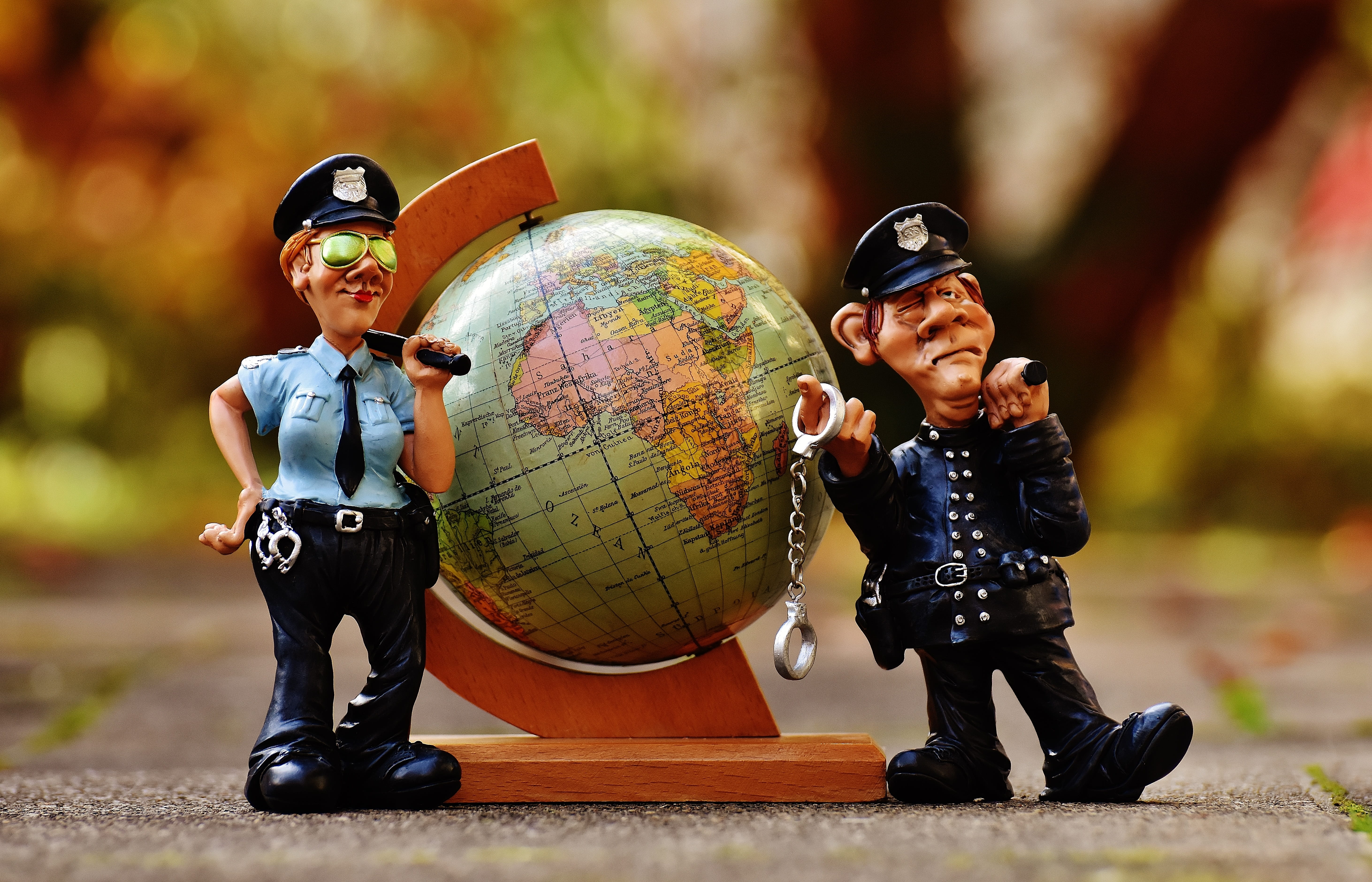 men, smiling, figurines, social networking, togetherness, police, policemen, two, security, offspring, headwear, fun, childhood, portrait, 5K, global, HD Wallpaper