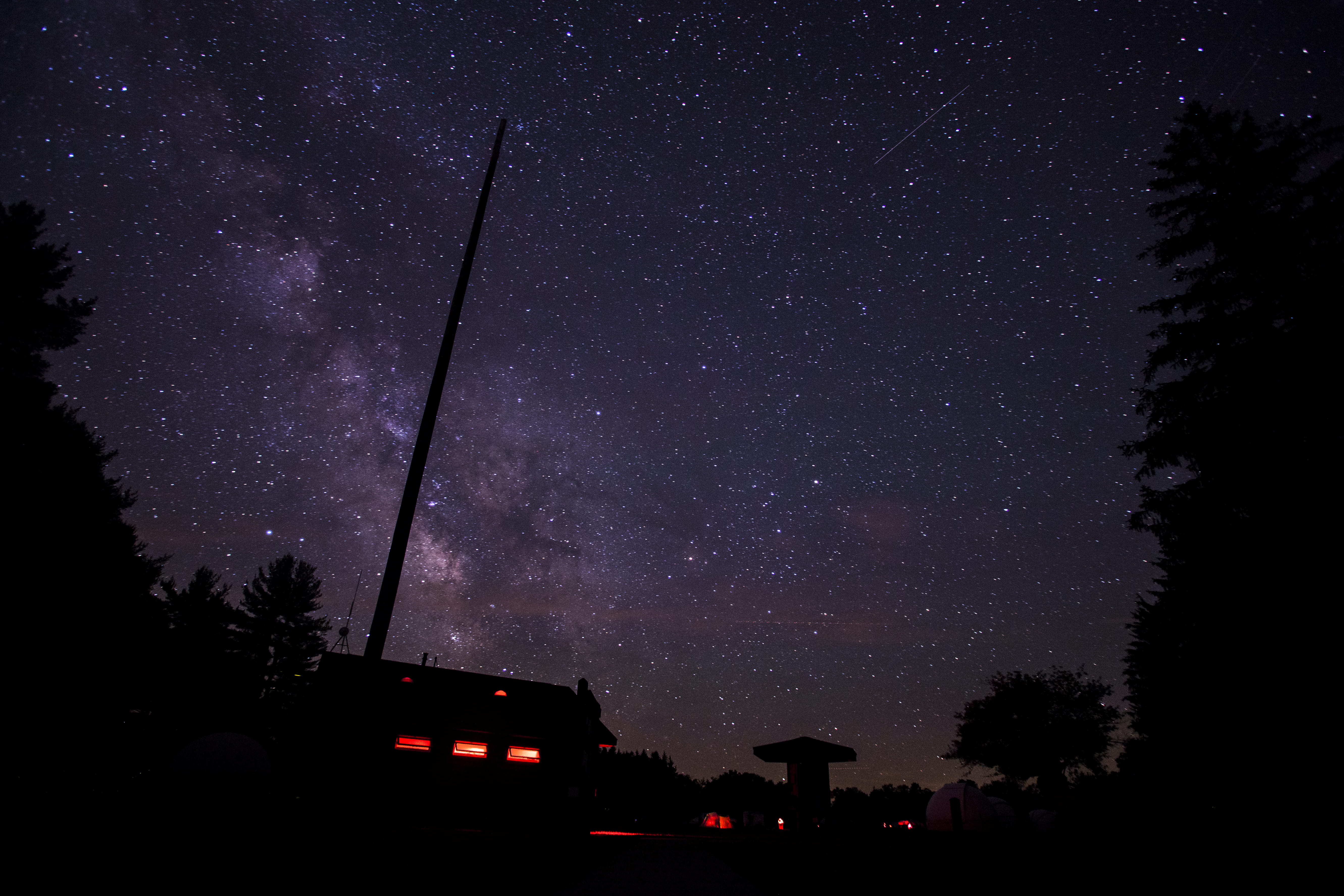tree, united states, outdoors, transportation, cherry springs state park, night, plane, astronomy, land vehicle, illuminated, red, long exposure, space and astronomy, HD Wallpaper