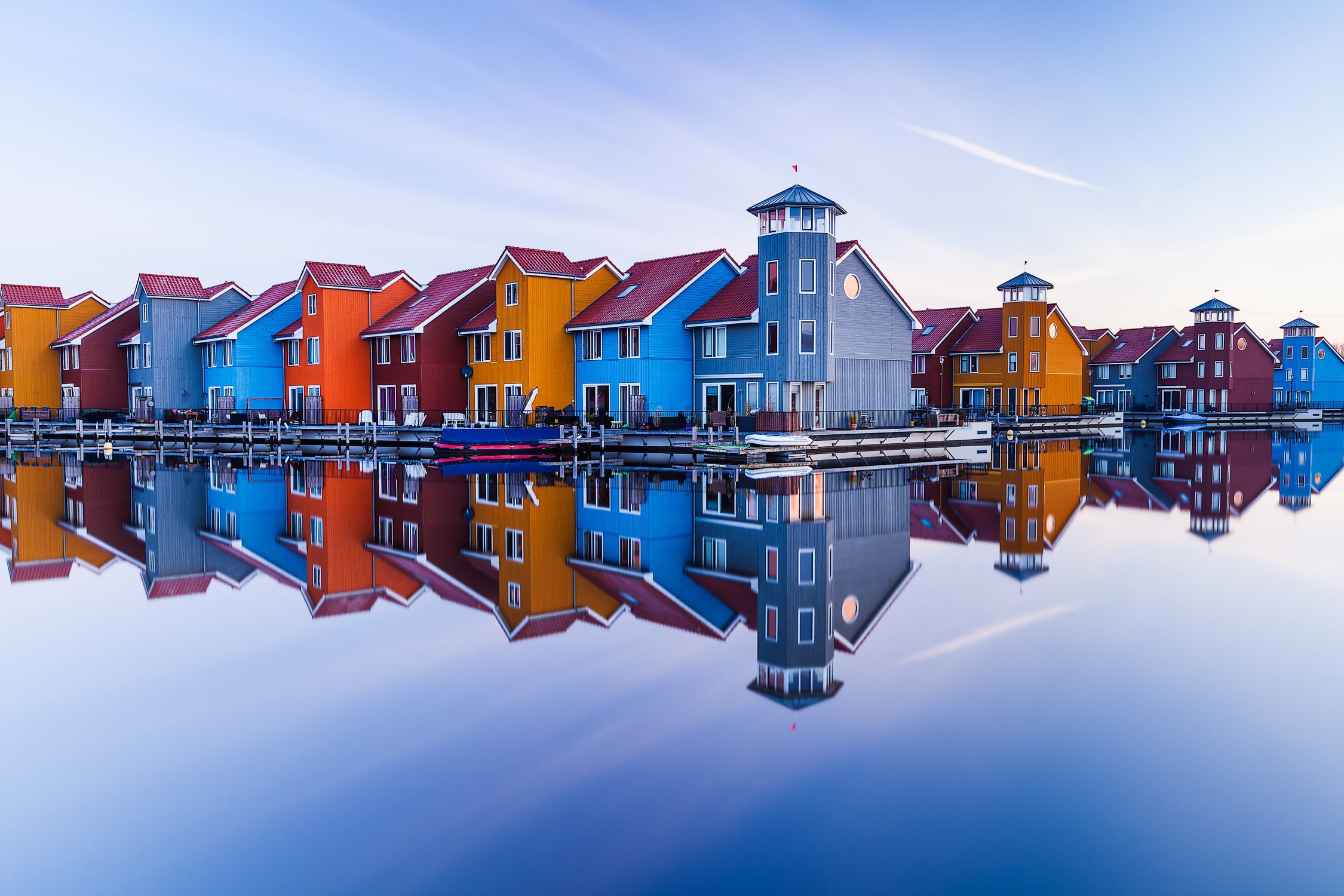 1080P, water, waterfront, blue, sky, architecture, body, cloud - sky, outdoors, symmetry, nature, travel destinations, built structure, near, no people, HD Wallpaper