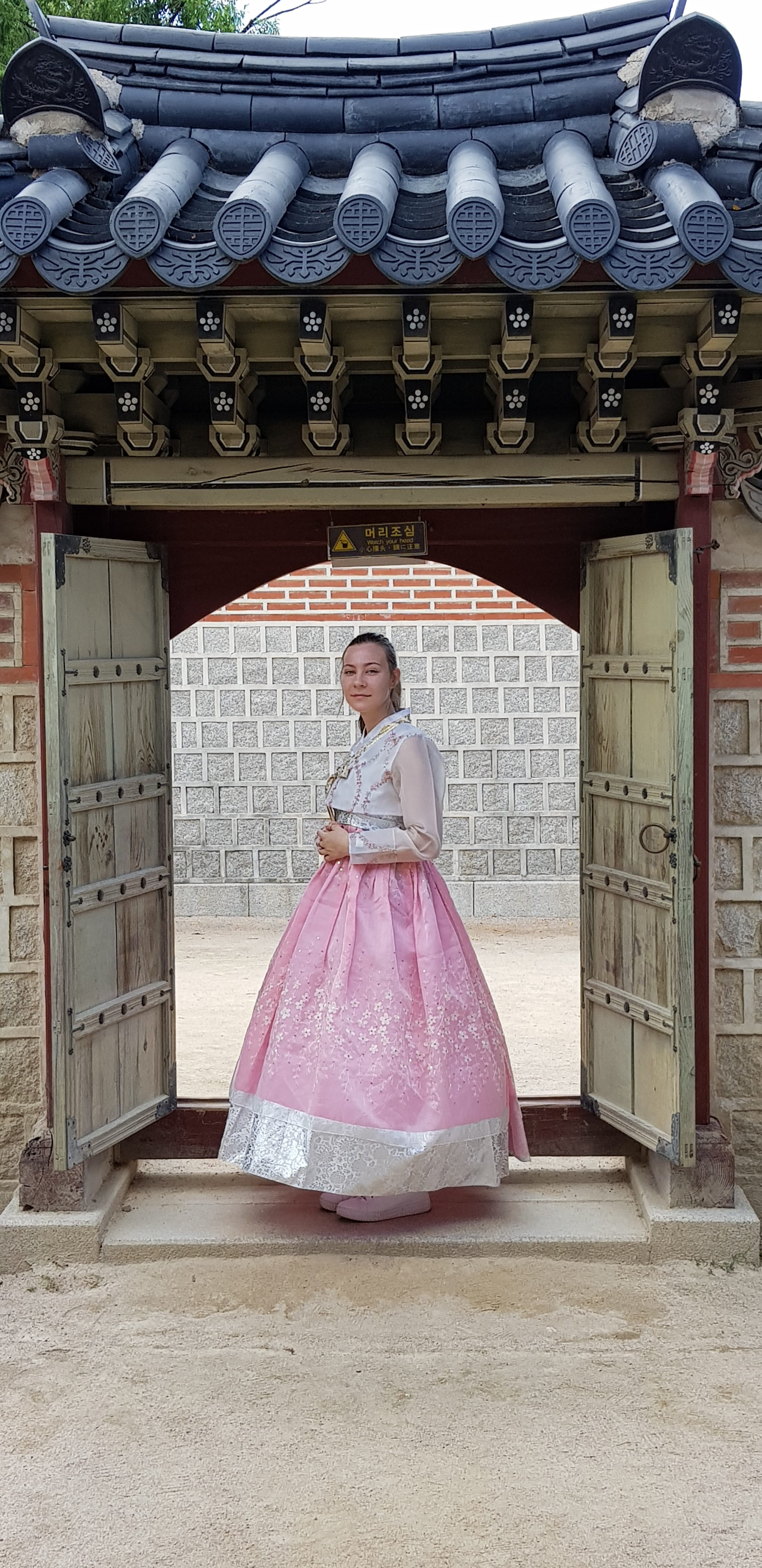 women, building exterior, asia, front view, day, outdoors, real people, south korea, hanbok, clothing, gyeongbokgung, adult, metropolis, architecture, one person, Phone HD Wallpaper