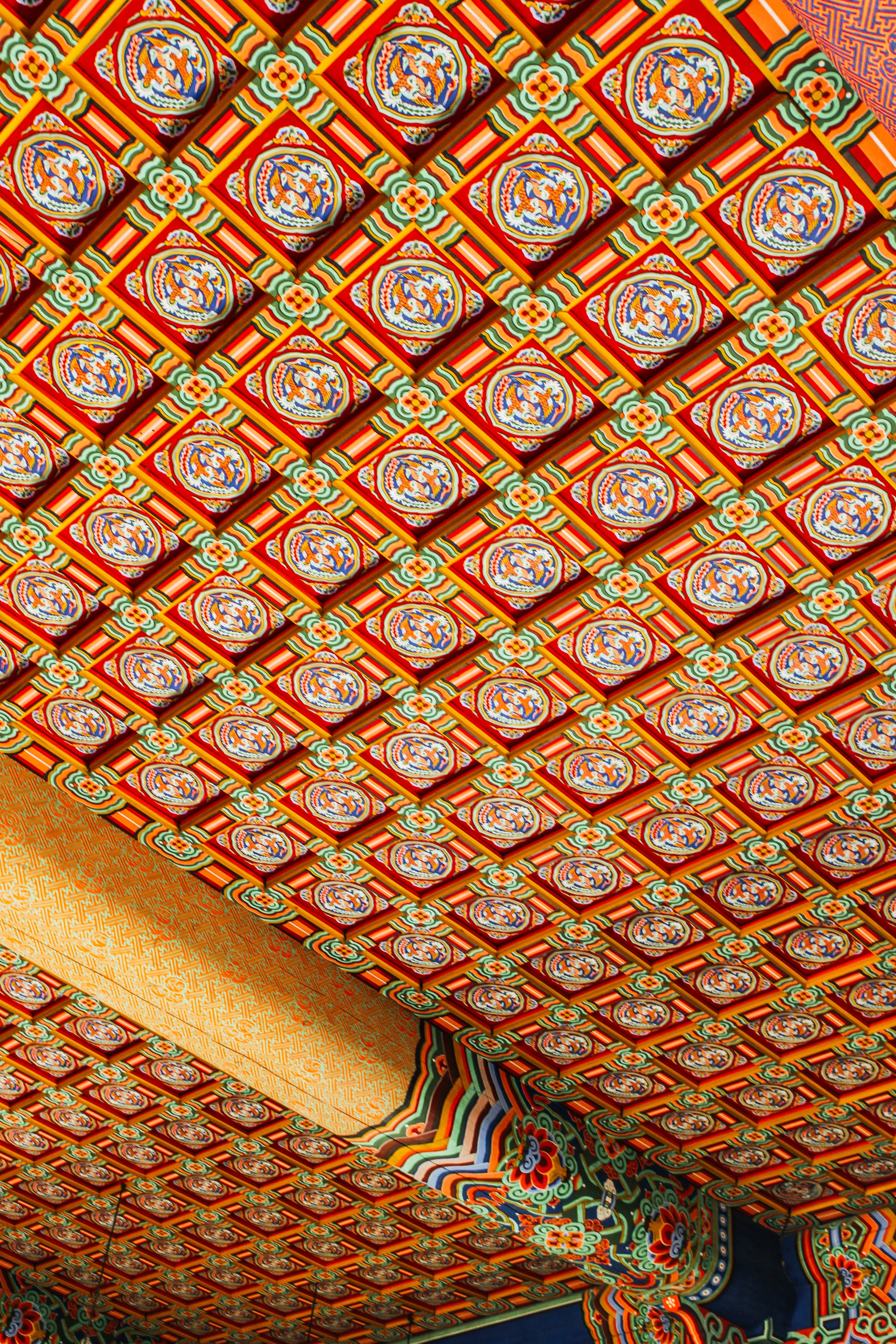 south korea, belief, non-western script, place of worship, no people, religion, indoors, floral pattern, craft, spirituality, gyeongbokgung palace, built structure, Phone HD Wallpaper