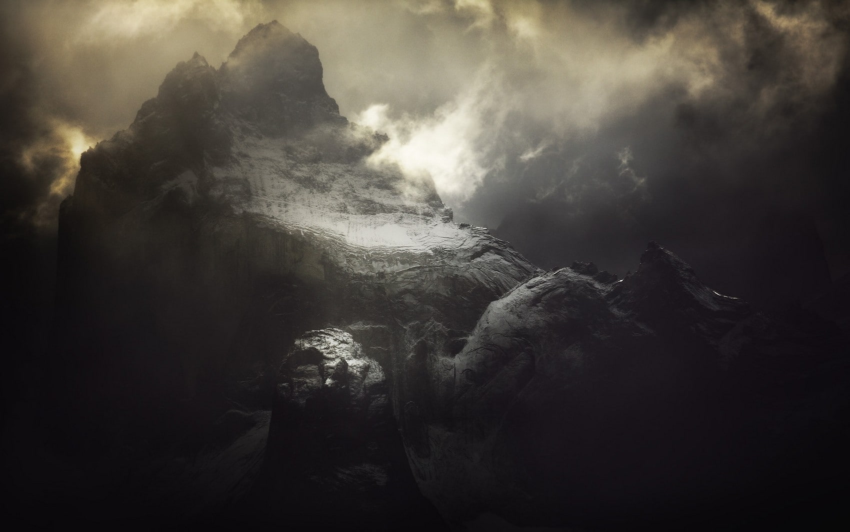 mountains, nature, mist, outdoors, atmosphere, Chile, sky, beauty in nature, scenics - nature, environment, spooky, landscape, tranquility, solid, rock - object, HD Wallpaper