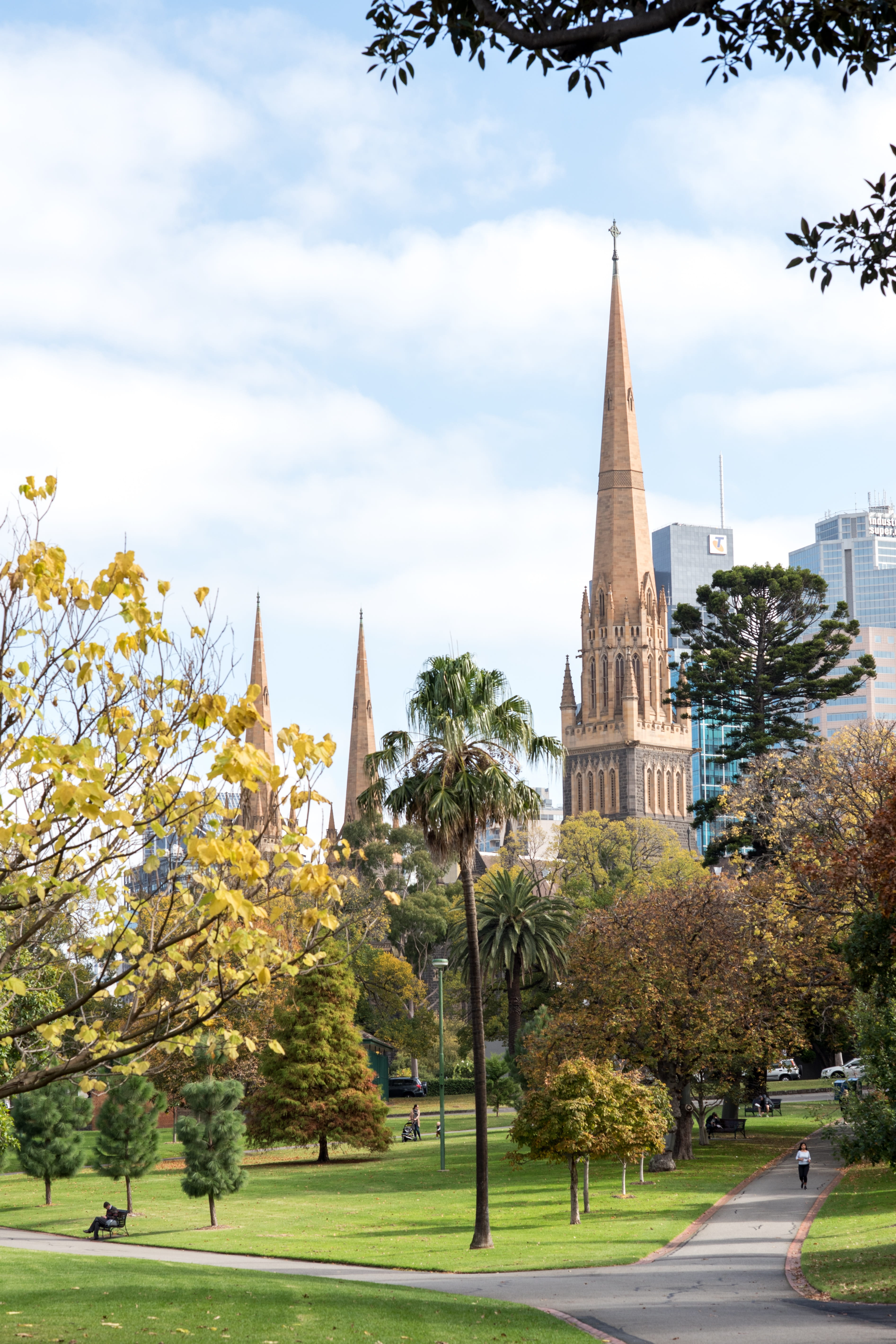 sky, nature, growth, building exterior, no people, steeple, religion, cathedral, australia, tower, day, catholic, melbourne, 5K, belief, built structure, Phone HD Wallpaper