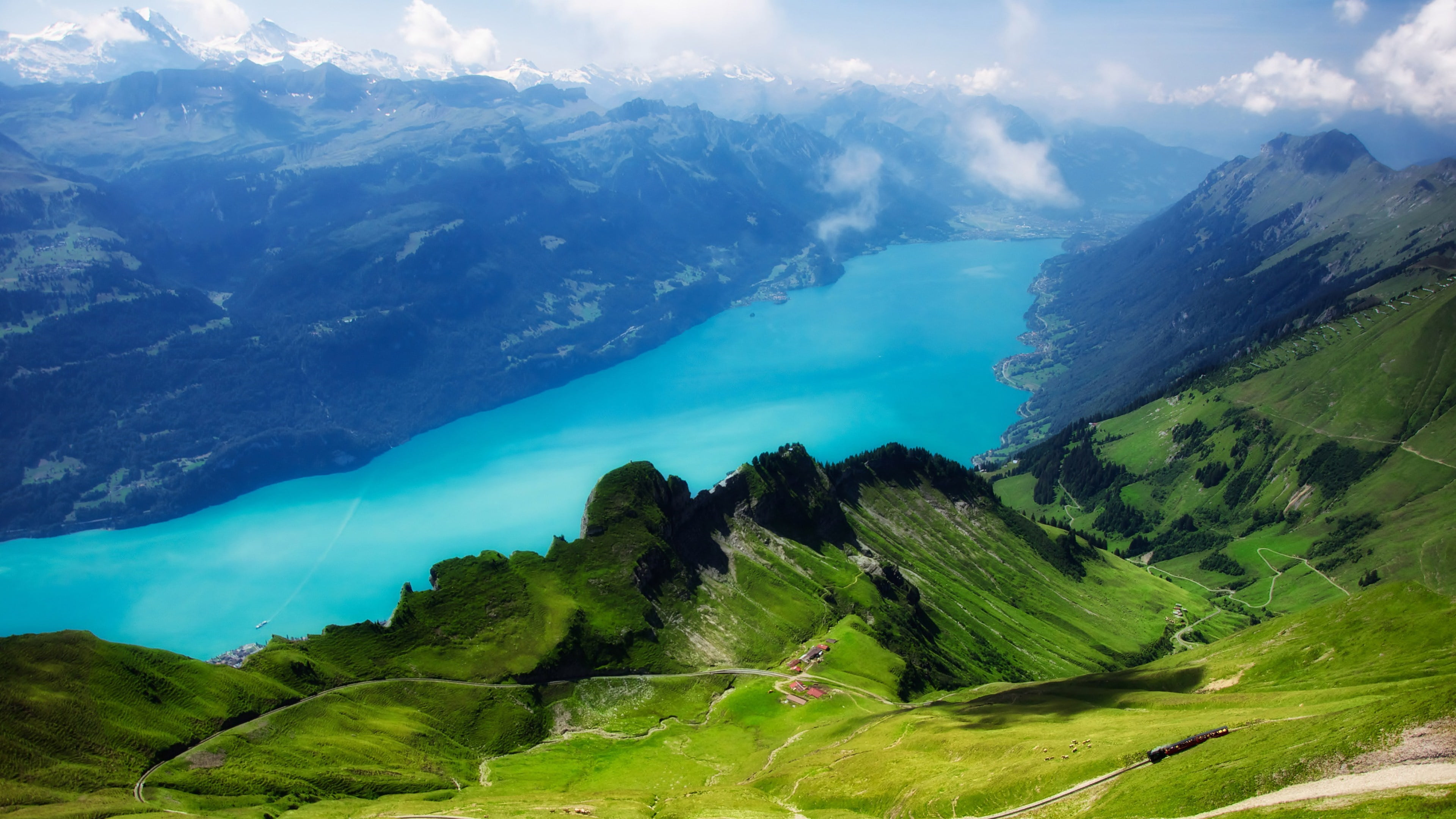 remote, turquoise colored, non-urban scene, wilderness, lake brienz, mountain lake, valley, no people, cloud - sky, environment, day, green color, europe, HD Wallpaper