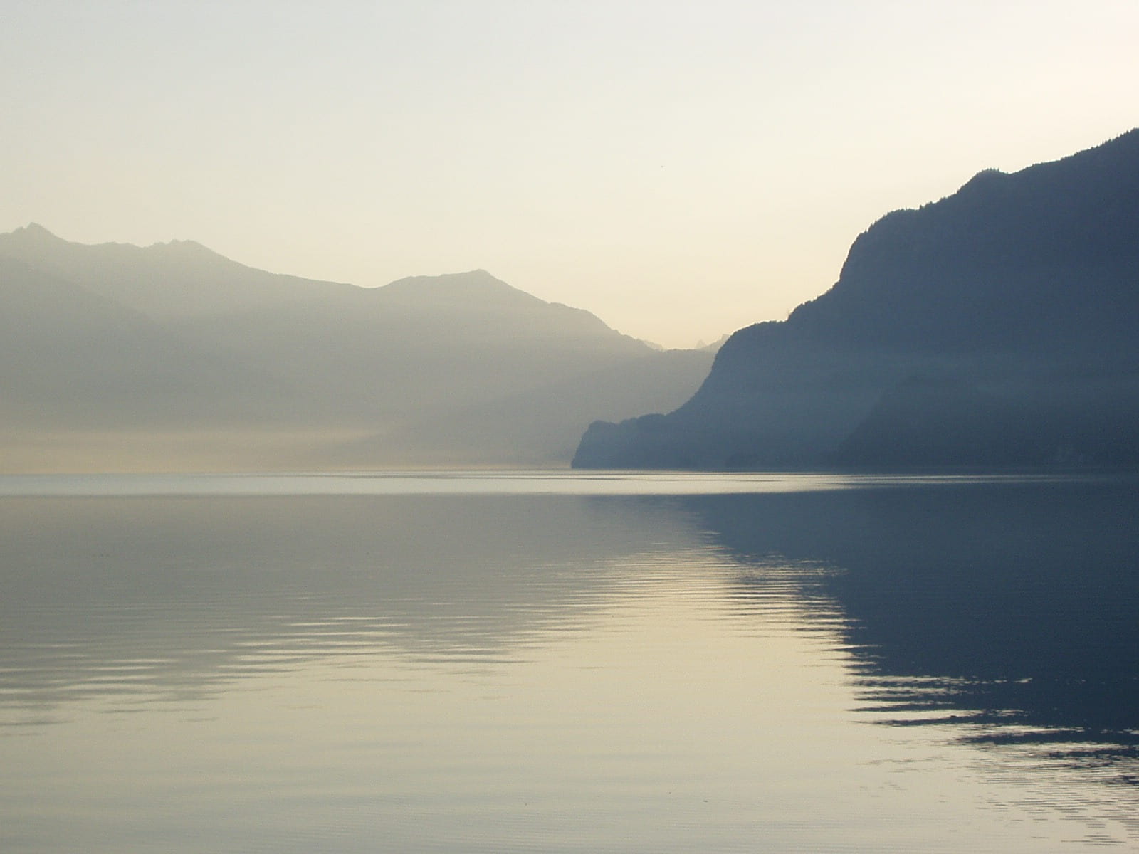 tranquility, silhouette, 720P, reflection, daytime, no people, calm, non-urban scene, idyllic, cloudy, switzerland, sunset, tranquil scene, lake, body, HD Wallpaper