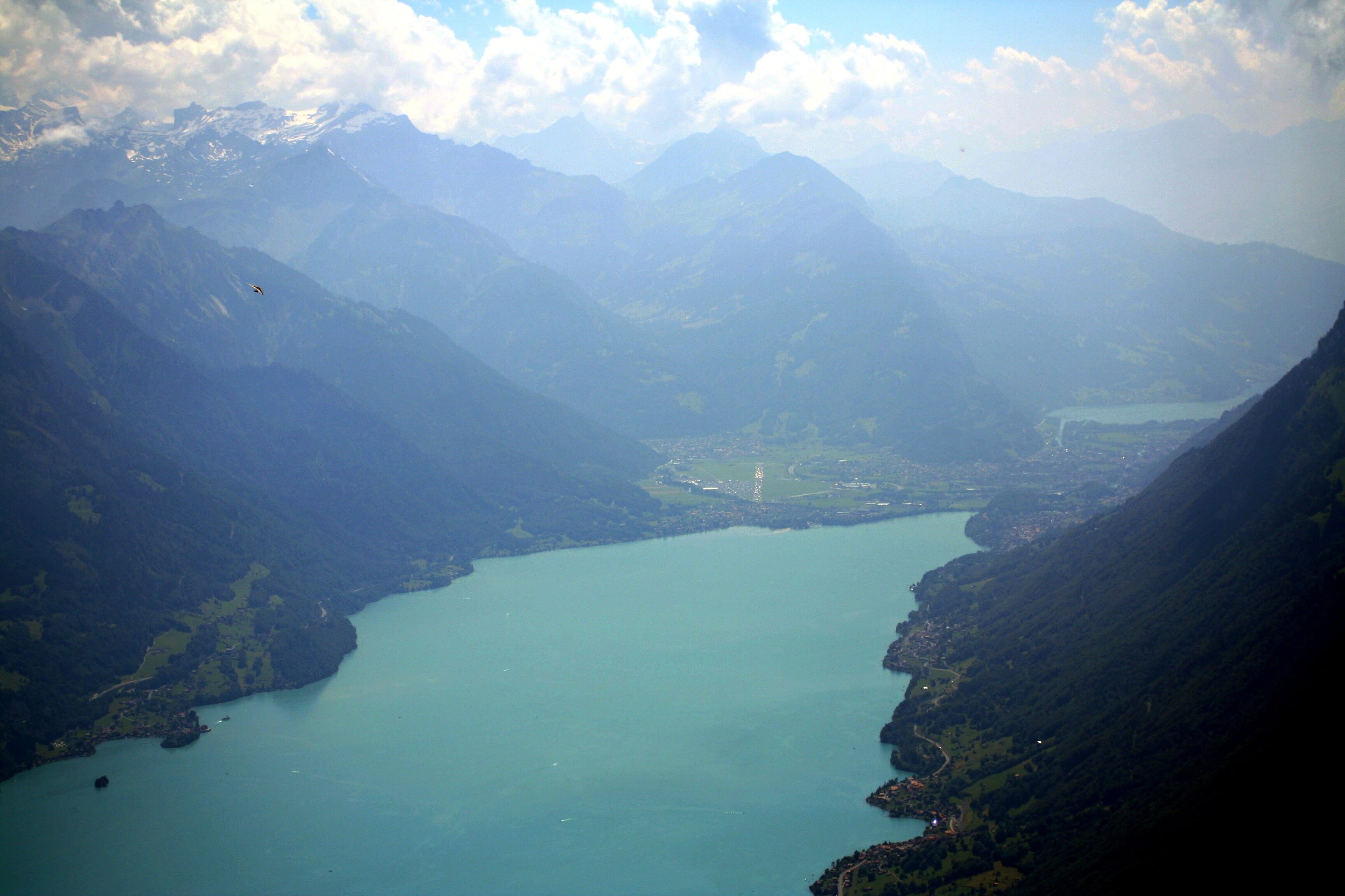 lakes, tourists, sky, lake of brienz, daytime, switzerland, sunlight, blue, scenics - nature, outdoors, no people, view, scenics, more, hiking, panorama, HD Wallpaper