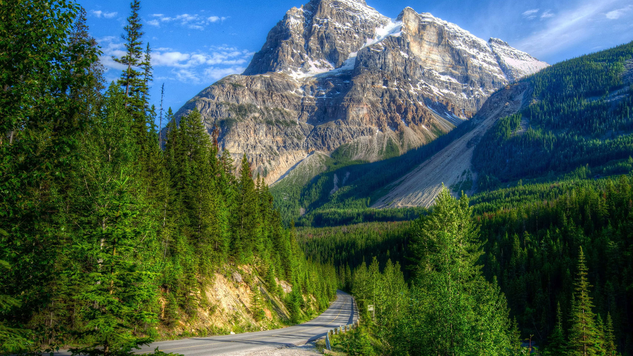  nature, national, peaks, green, mountain, canadax, columbia, 2K, blue, beautiful, park, high, pine, british, yoho, snow, forest, landscape, HD Wallpaper