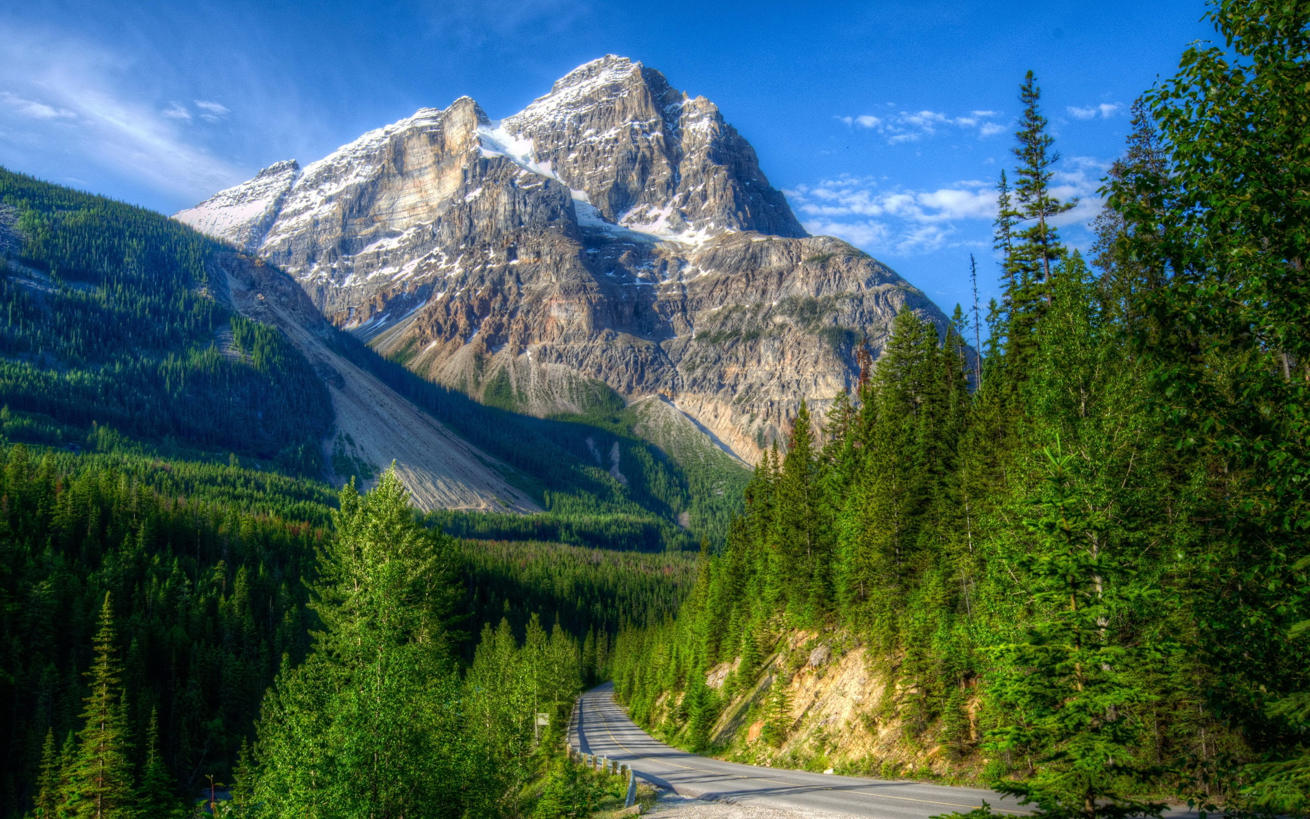Park, Road, Yoho, Forest, National, Mountains, Canada, 2K, HD Wallpaper
