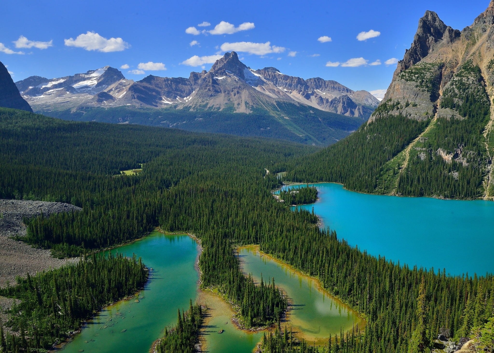 Canada, forest, landscape, Yoho National Park, 1080P, mountains, lake, HD Wallpaper