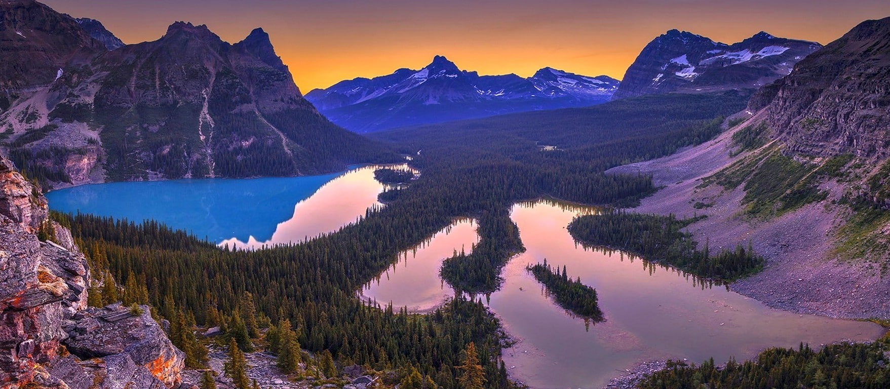 coniferous tree, sun, water, 720P, mountain range, travel, mountain, landscape, no people, pine woodland, tree, mountain peak, environment, land, forest, HD Wallpaper