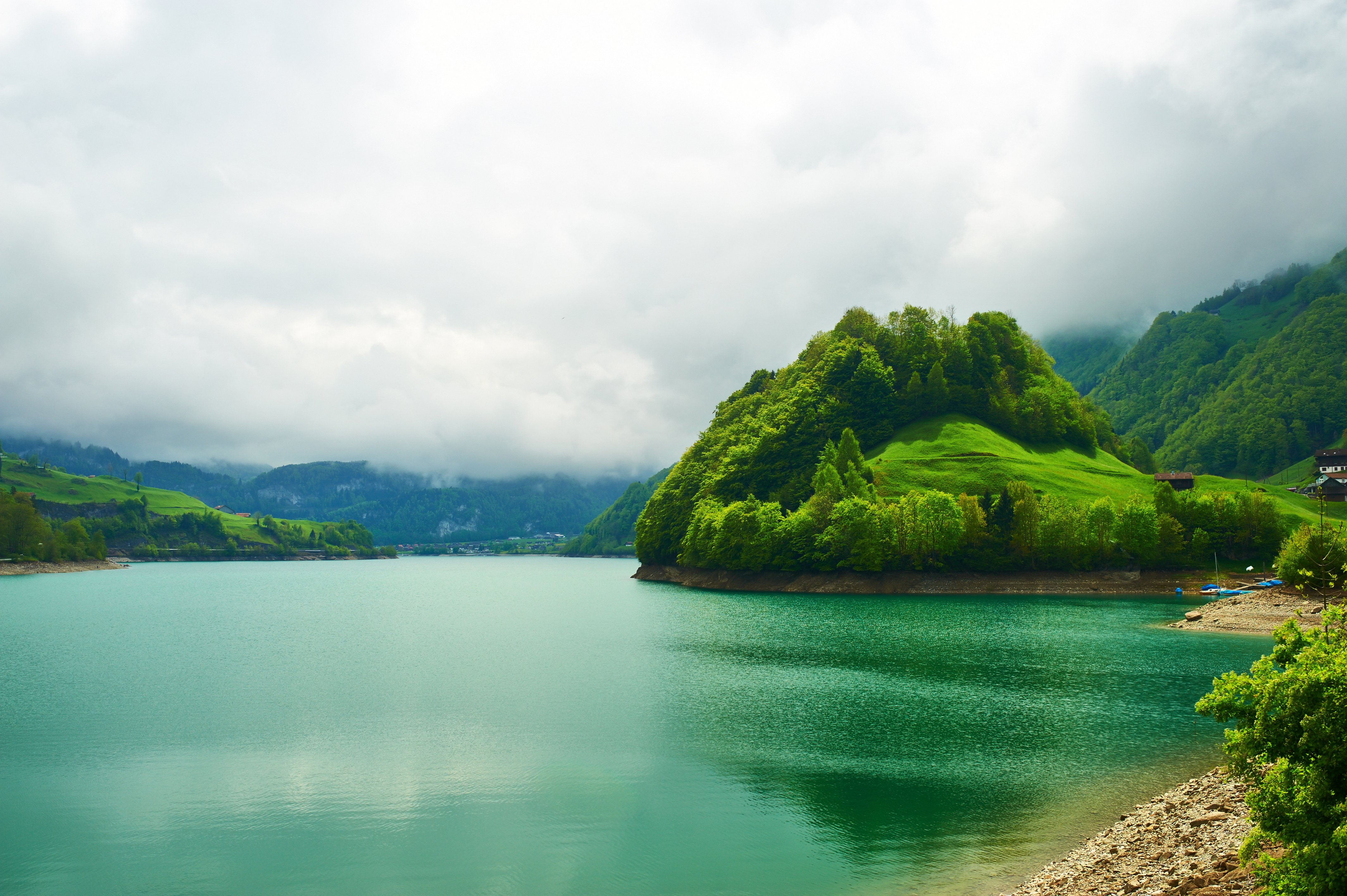 switzerland, emerald, lake, mountain, 4K, landscape, beautiful, nature, HD Wallpaper