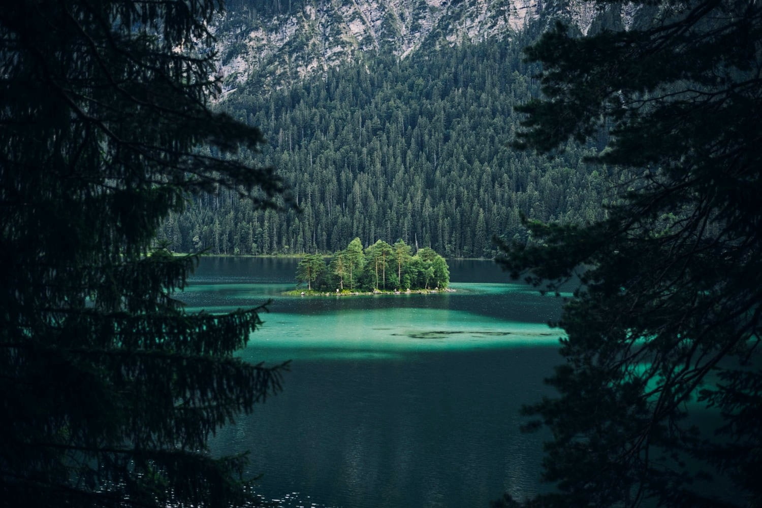 landscape, scenics - nature, turquoise colored, nature, no people, land, island, green, photography, outdoors, waterfront, lake, water, coniferous tree, HD Wallpaper