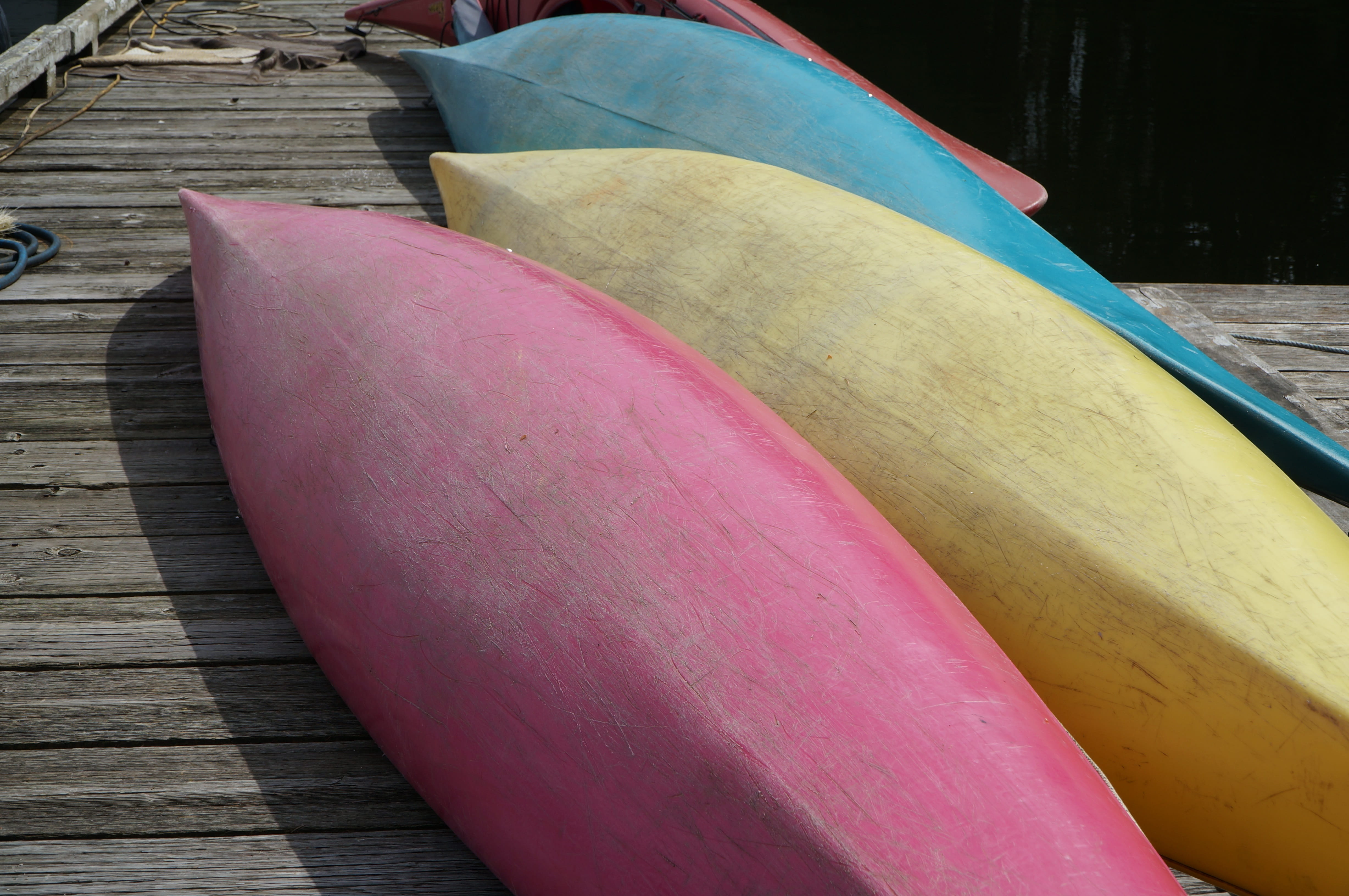 day, kayak, grey, sea, adventure, freshness, nautical vessel, nature, multi colored, still life, transportation, high angle view, 4K, table, mode of transportation, HD Wallpaper