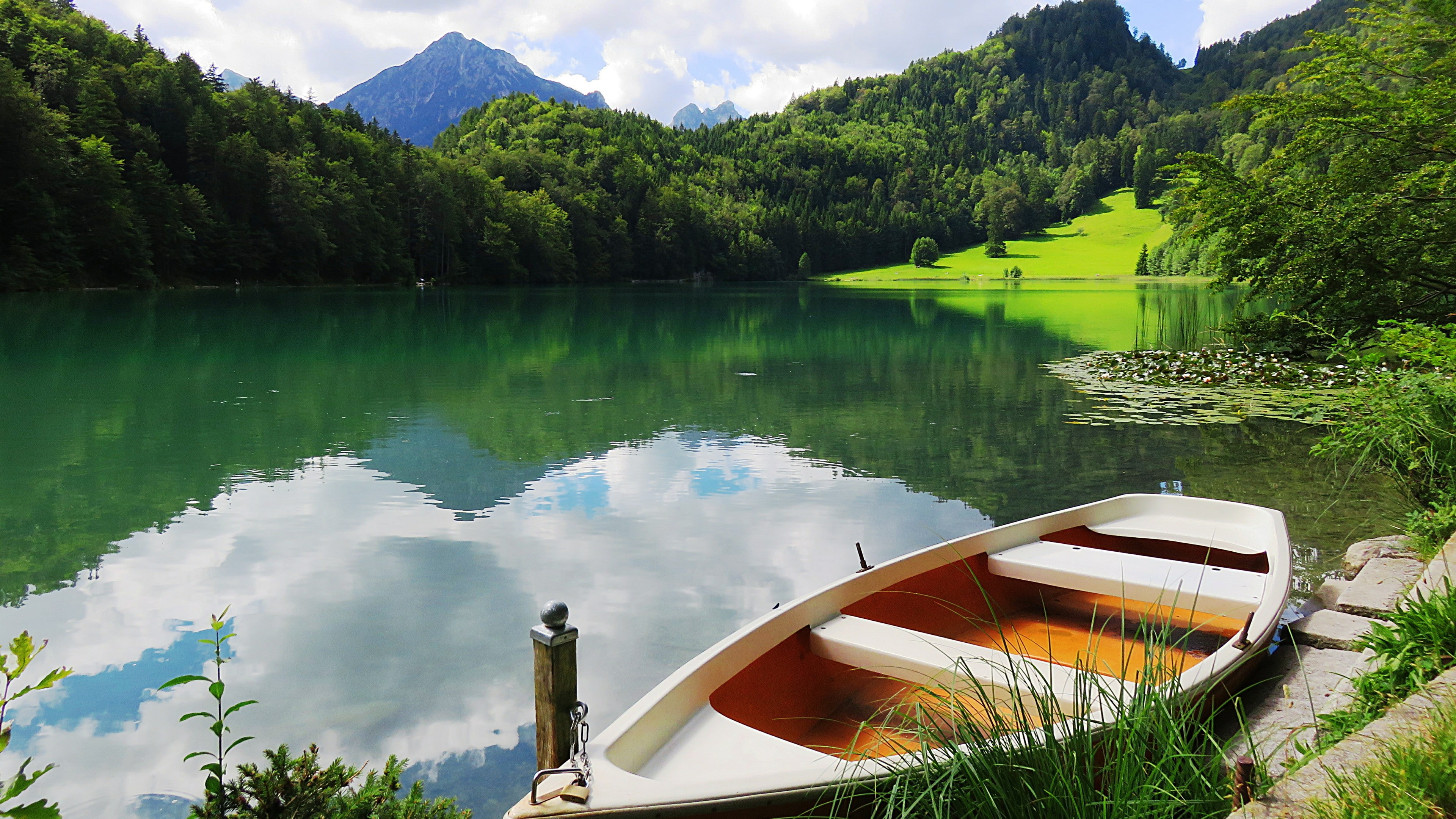 mysterious, allgau alps, landscape, alps, mountain, meromictic lake, mountain lake, loch, alpine lake, germany, mystery, bavaria, alatsee, seegrund, legendary, HD Wallpaper