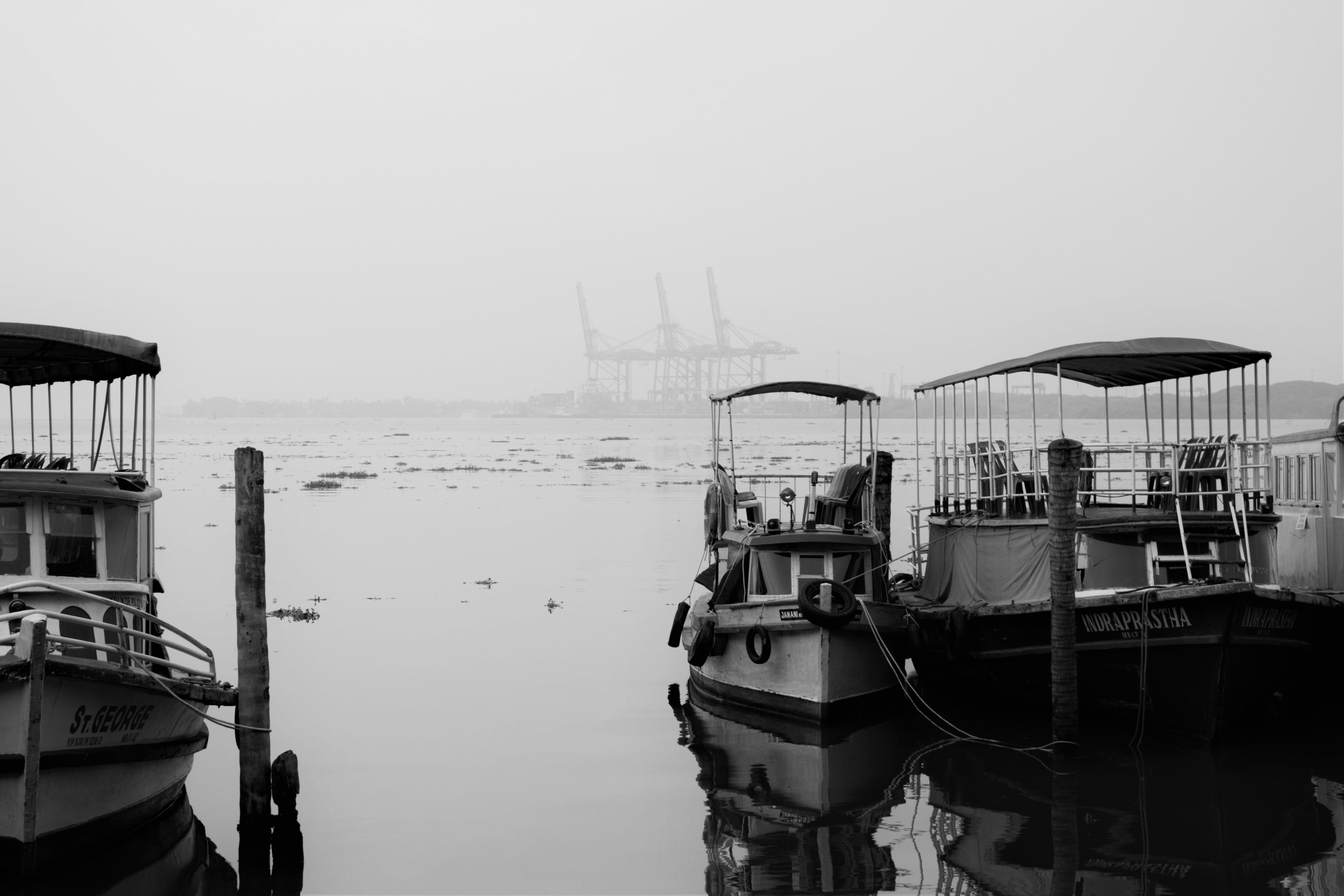 tour, clear sky, waterfront, 5K, nature, no people, tranquility, asia, cultures, nautical Vessel, pier, boat, water, Ernakulam, Kochi, coastal, sunrise, HD Wallpaper