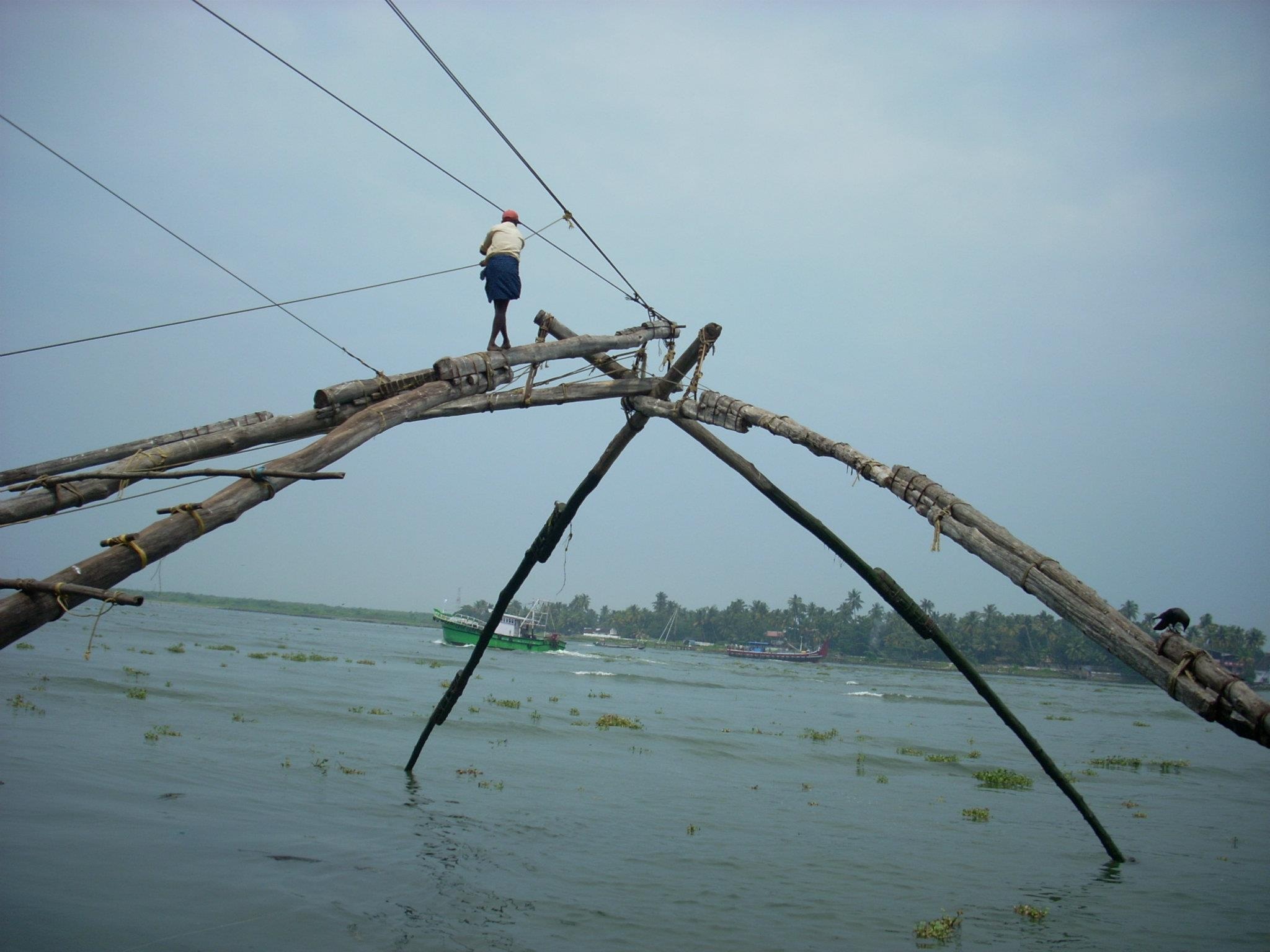 net, wood - material, day, outdoors, nature, fisherman, water, scenics - nature, fishing, activity, nets, travel, sky, sea, ocean, kochi, full length, real people, HD Wallpaper