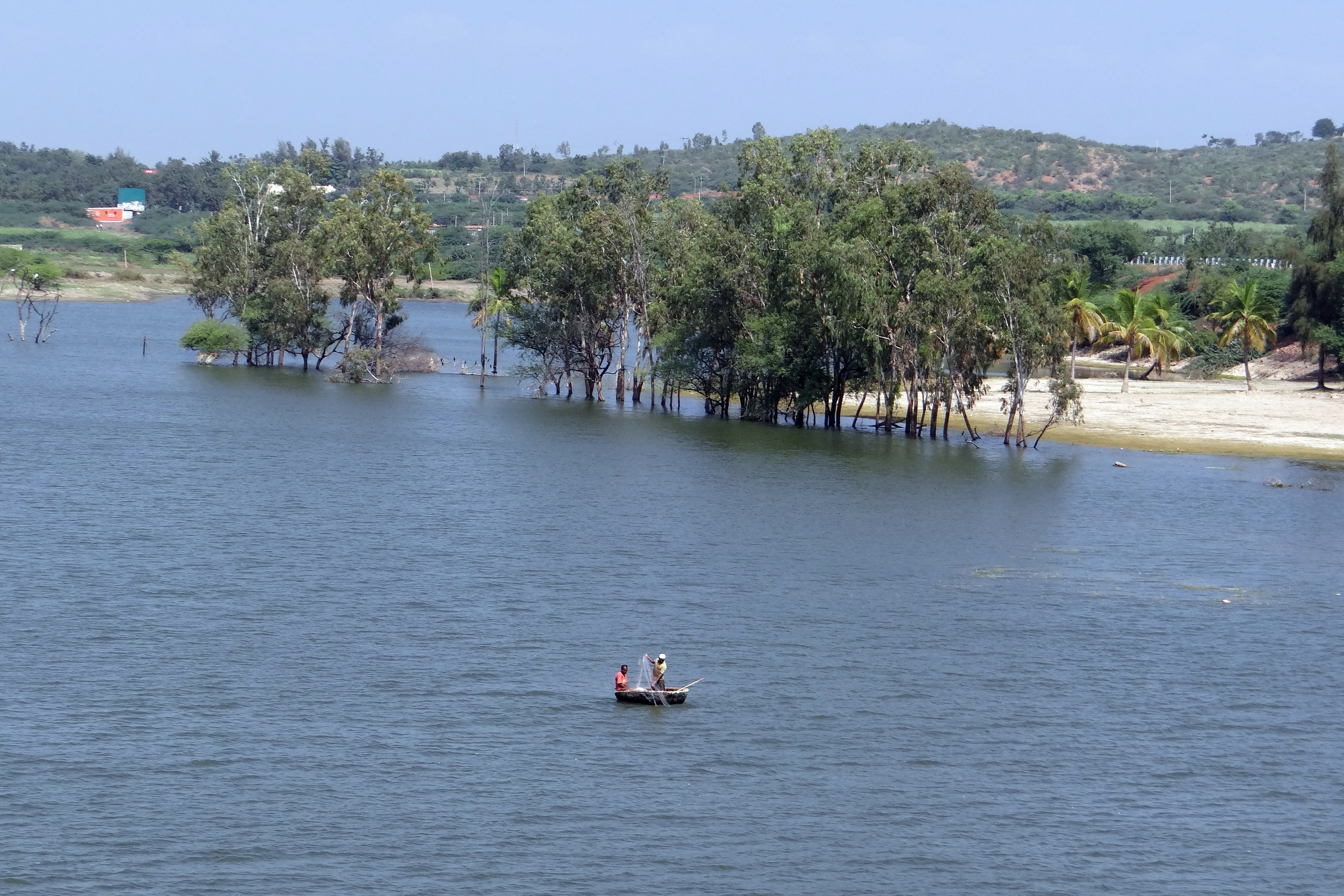 waterfront, men, scenics - nature, beauty in nature, two people, sea, nautical vessel, people, water, krishna river, high angle view, outdoors, day, karnataka, HD Wallpaper