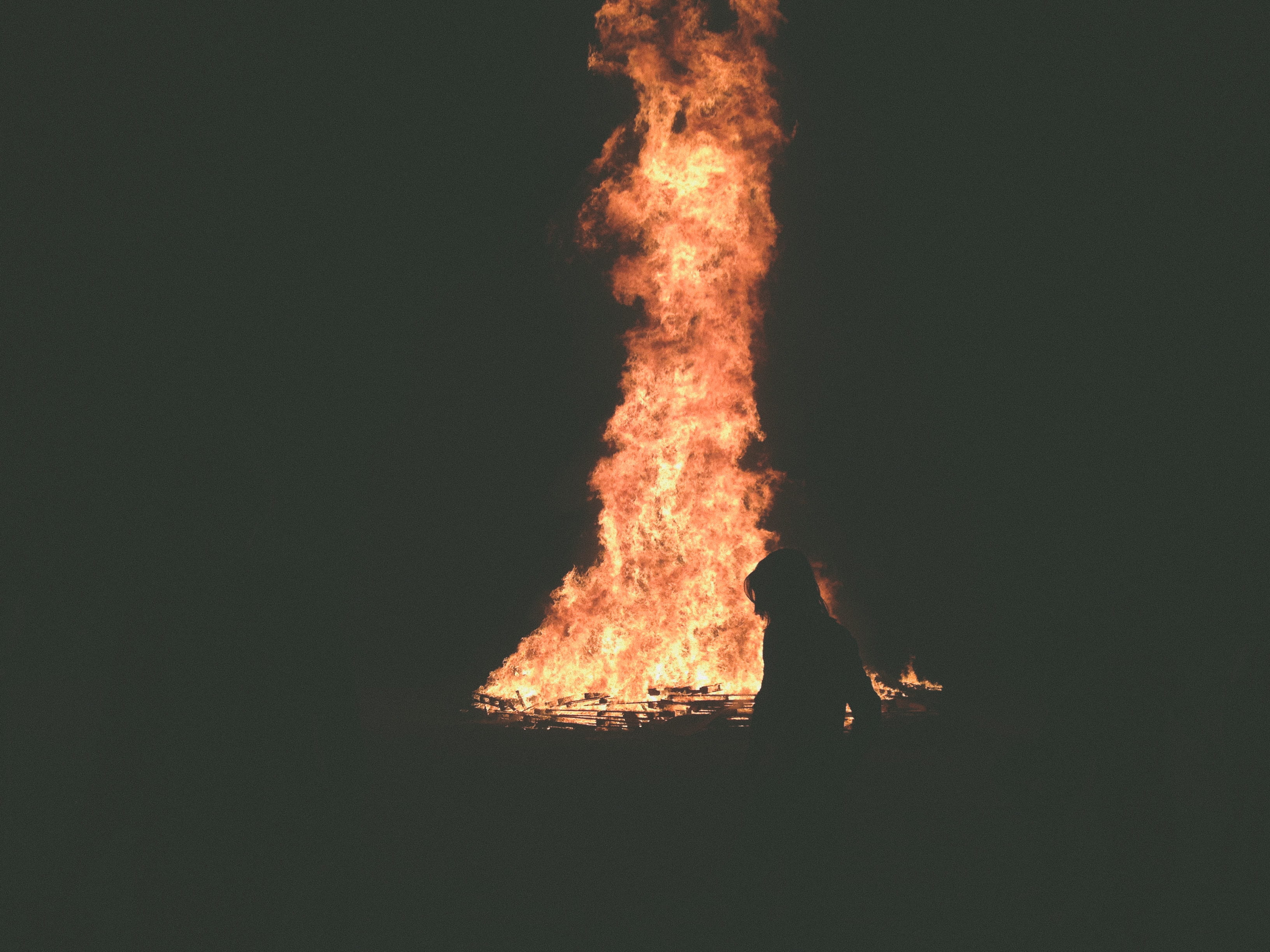 people, oragne, dark, danger, photography, orange color, blase, women, ablaze, flame, bonfire, nature, glowing, heat - Temperature, men, motion, standing, HD Wallpaper