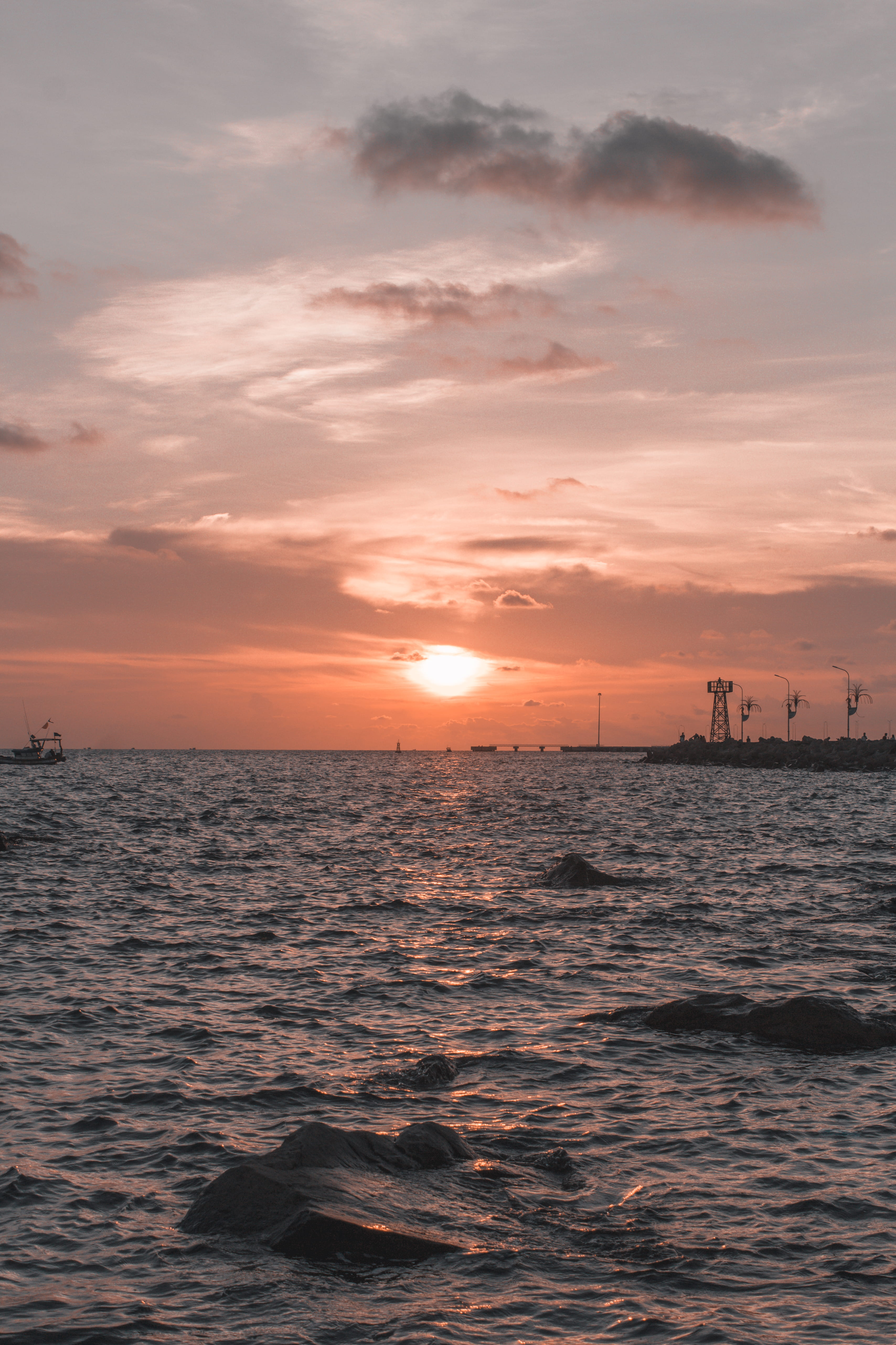 non-urban scene, sky, vietnam, scenics - nature, 5K, tranquility, horizon over water, landscape, sea, outdoors, wander, nature, cloud, folk, orange color, Phone HD Wallpaper
