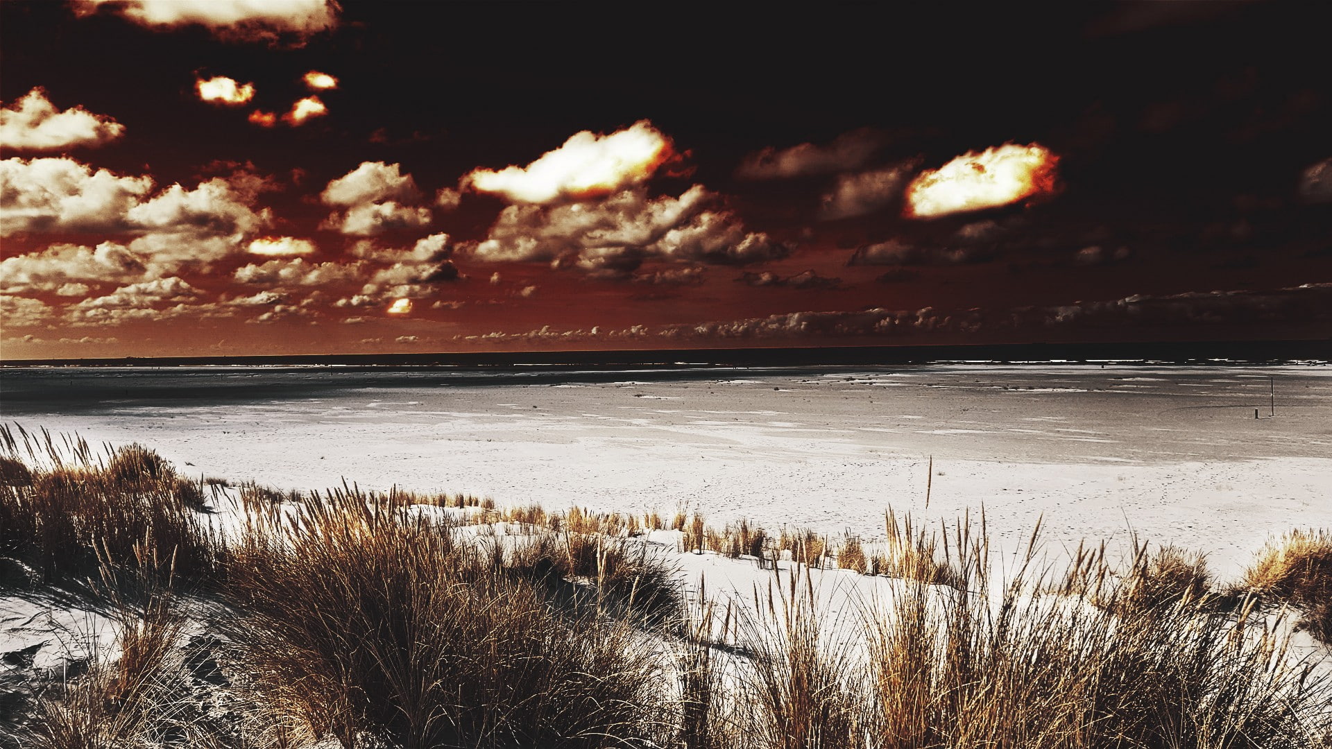 cold temperature, land, nature, beauty in nature, cloud - sky, island, Photoshop, scenics - nature, water, tranquil scene, 1080P, landscape, no people, HD Wallpaper
