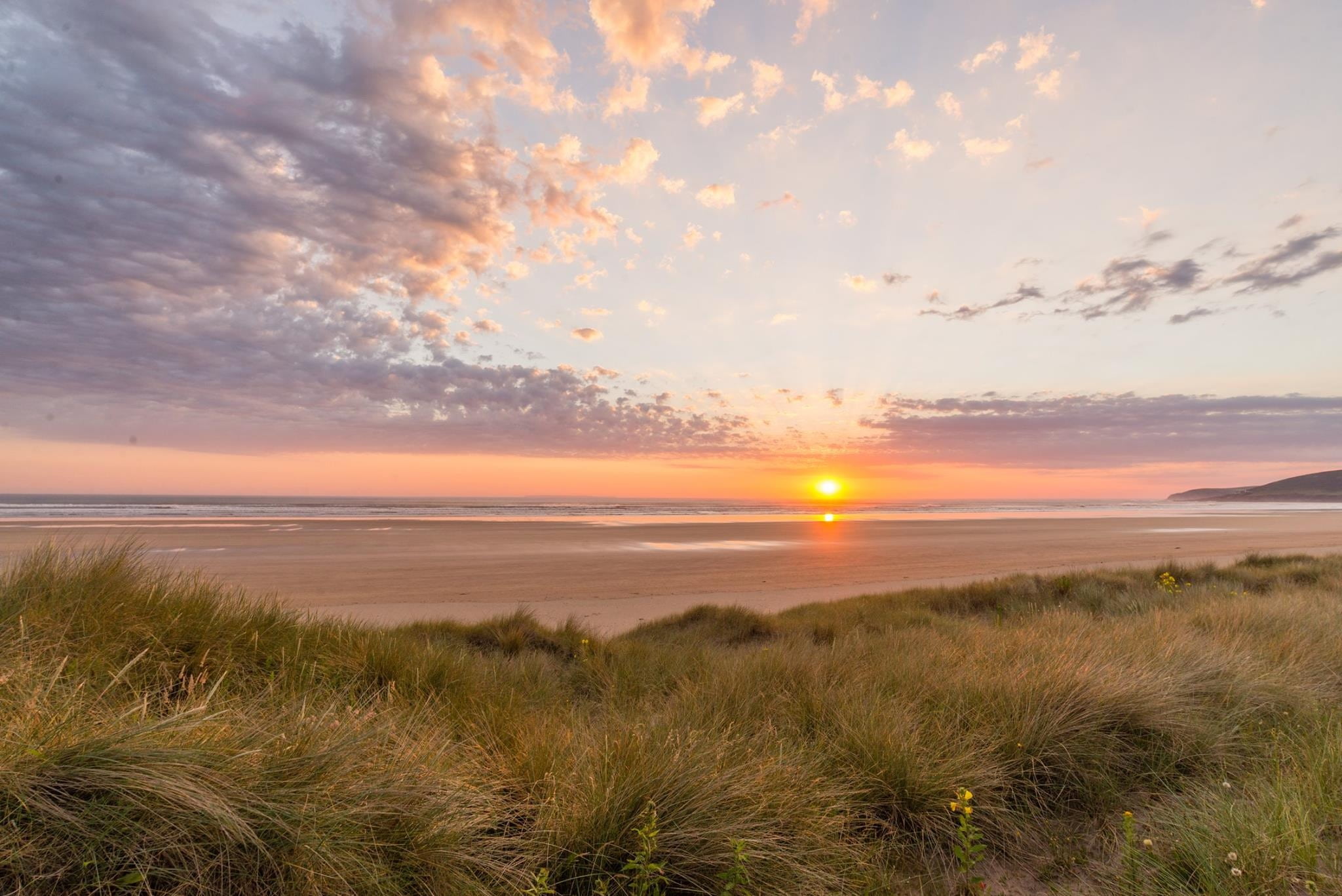 coastline, sky, sand, orange, dunes, tranquility, lens flare, filed, golden, 1080P, tranquil scene, environment, horizon over water, landscape, beauty in nature, HD Wallpaper