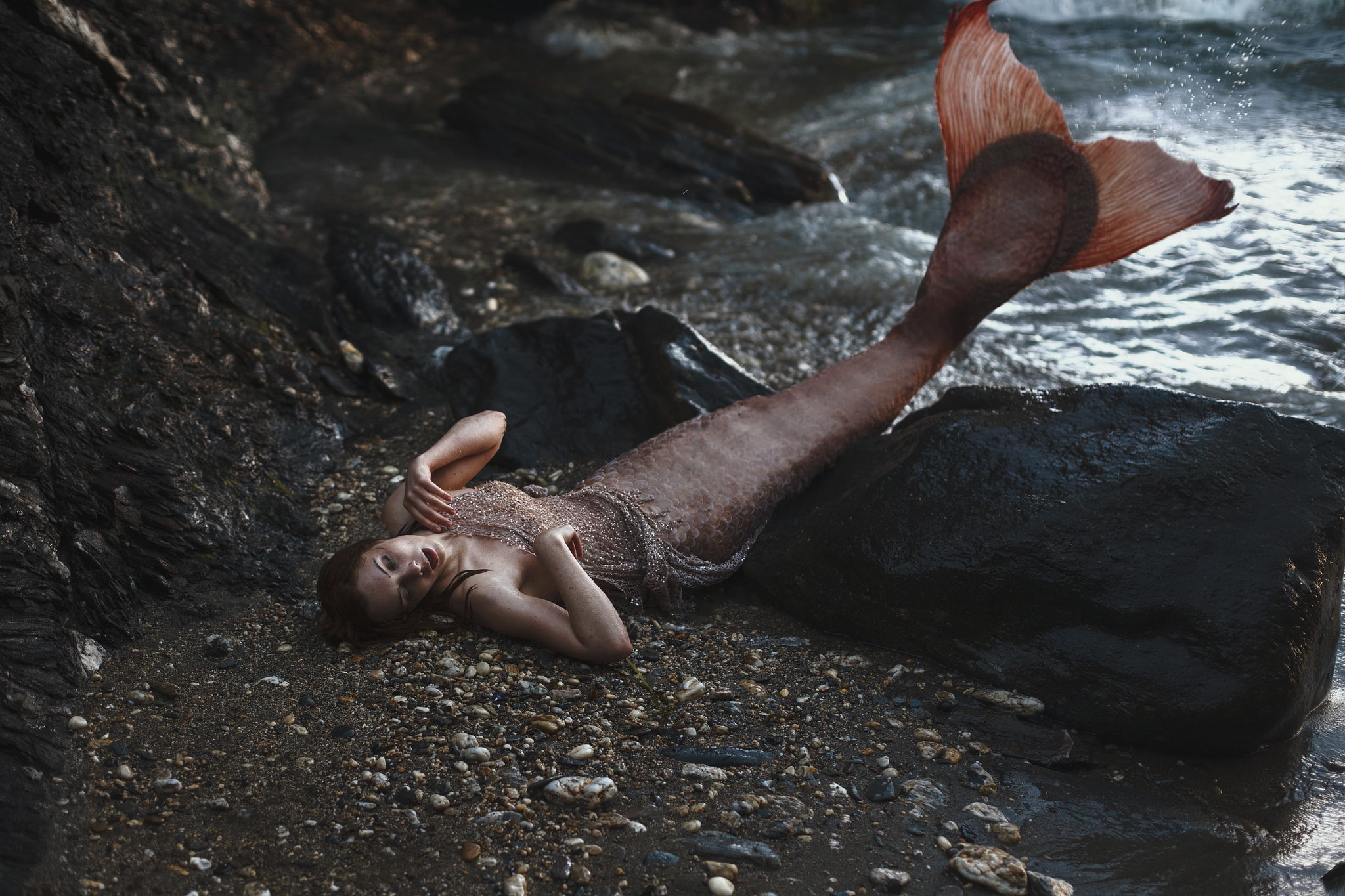 mermaids, women, fantasy girl, 1080P, model, HD Wallpaper