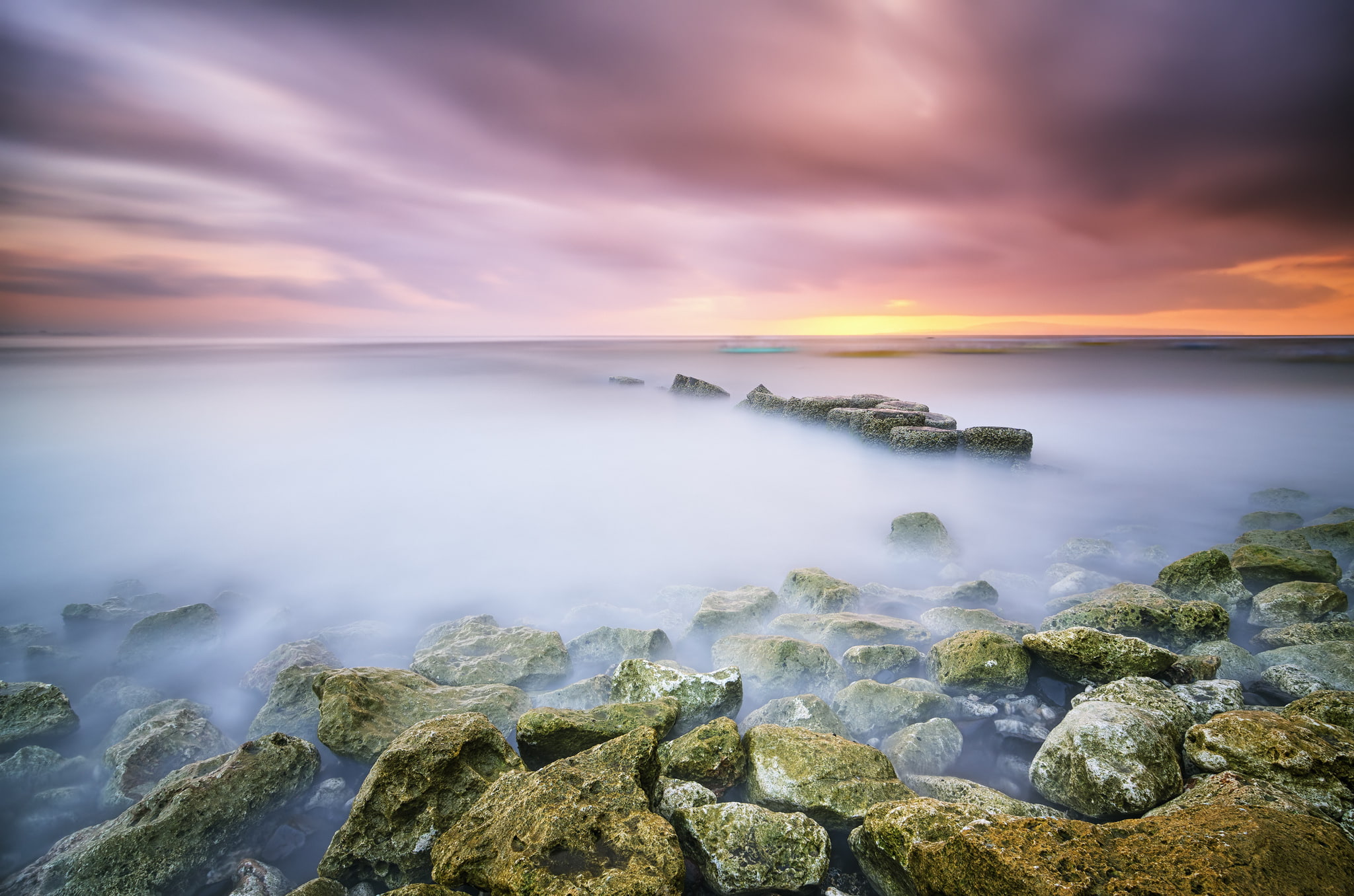 Bali, Indonesia, stones, Sunrise Beach, Sanur, excerpt, the ocean, 1080P, dawn, HD Wallpaper