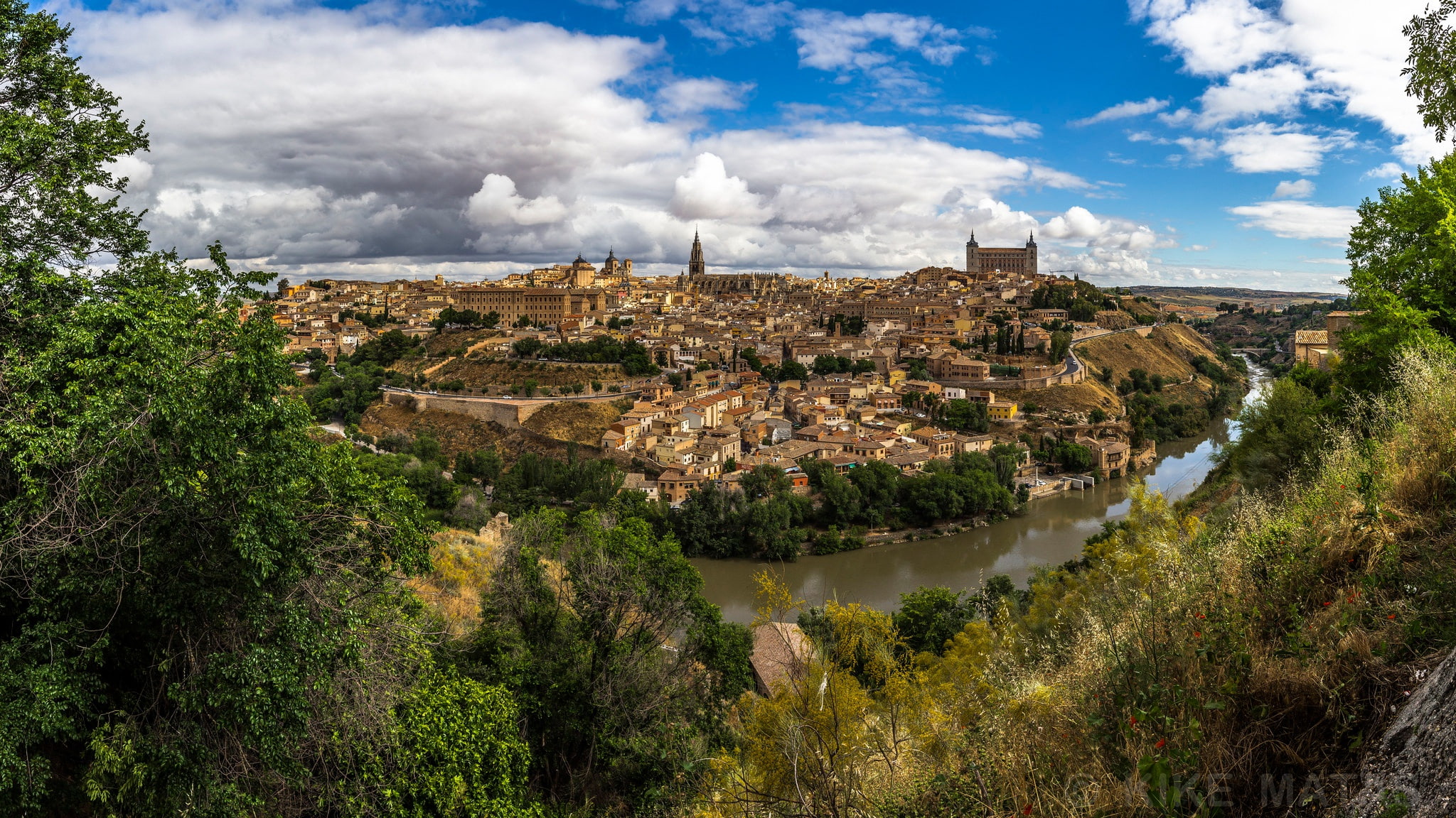 Tagus River, river, Spain, panorama, trees, 1080P, The Tagus River, home, Toledo, HD Wallpaper
