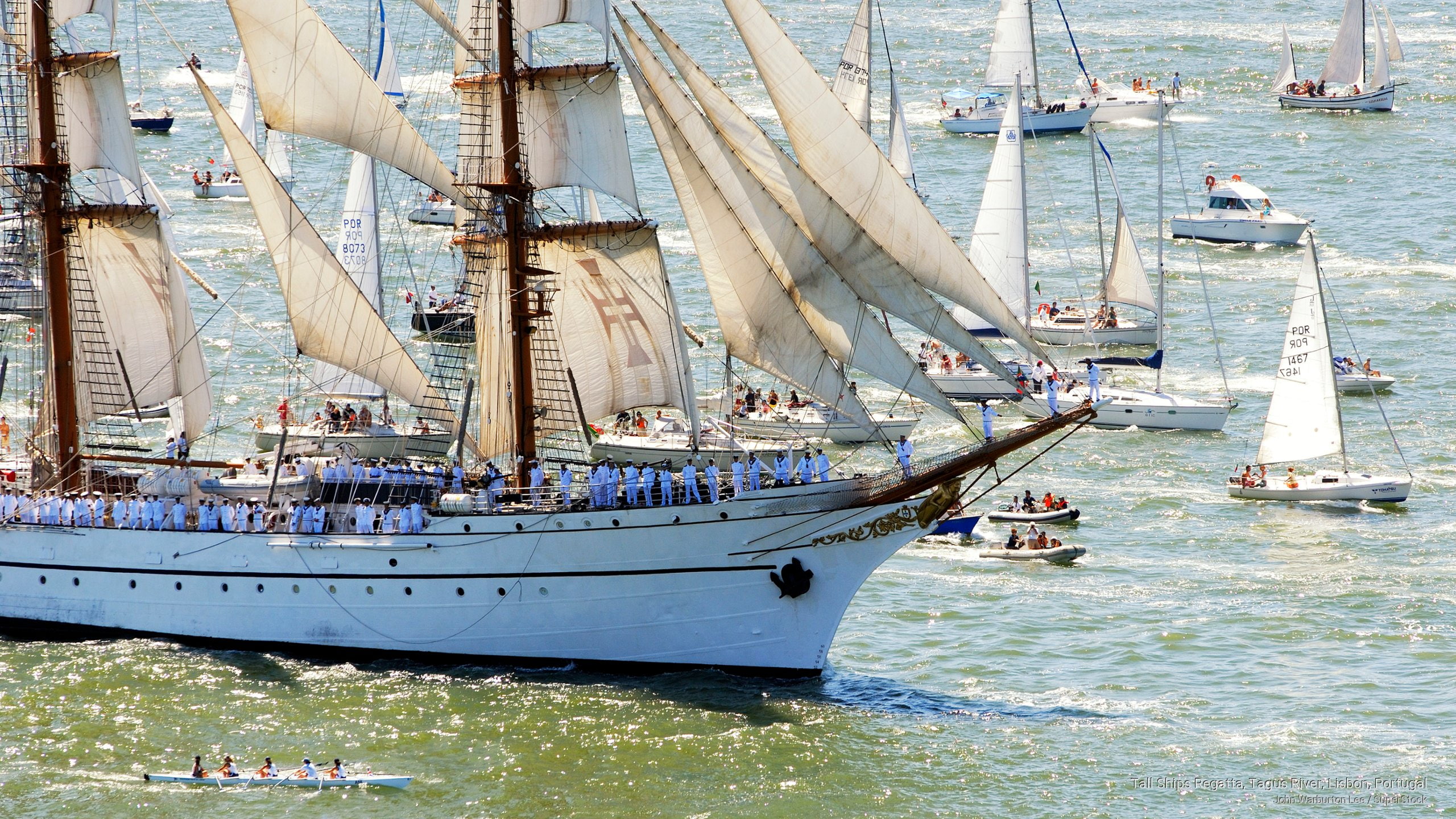 portugal, ships, regatta, Transportation, 2K, lisbon, river, tagus, tall, HD Wallpaper