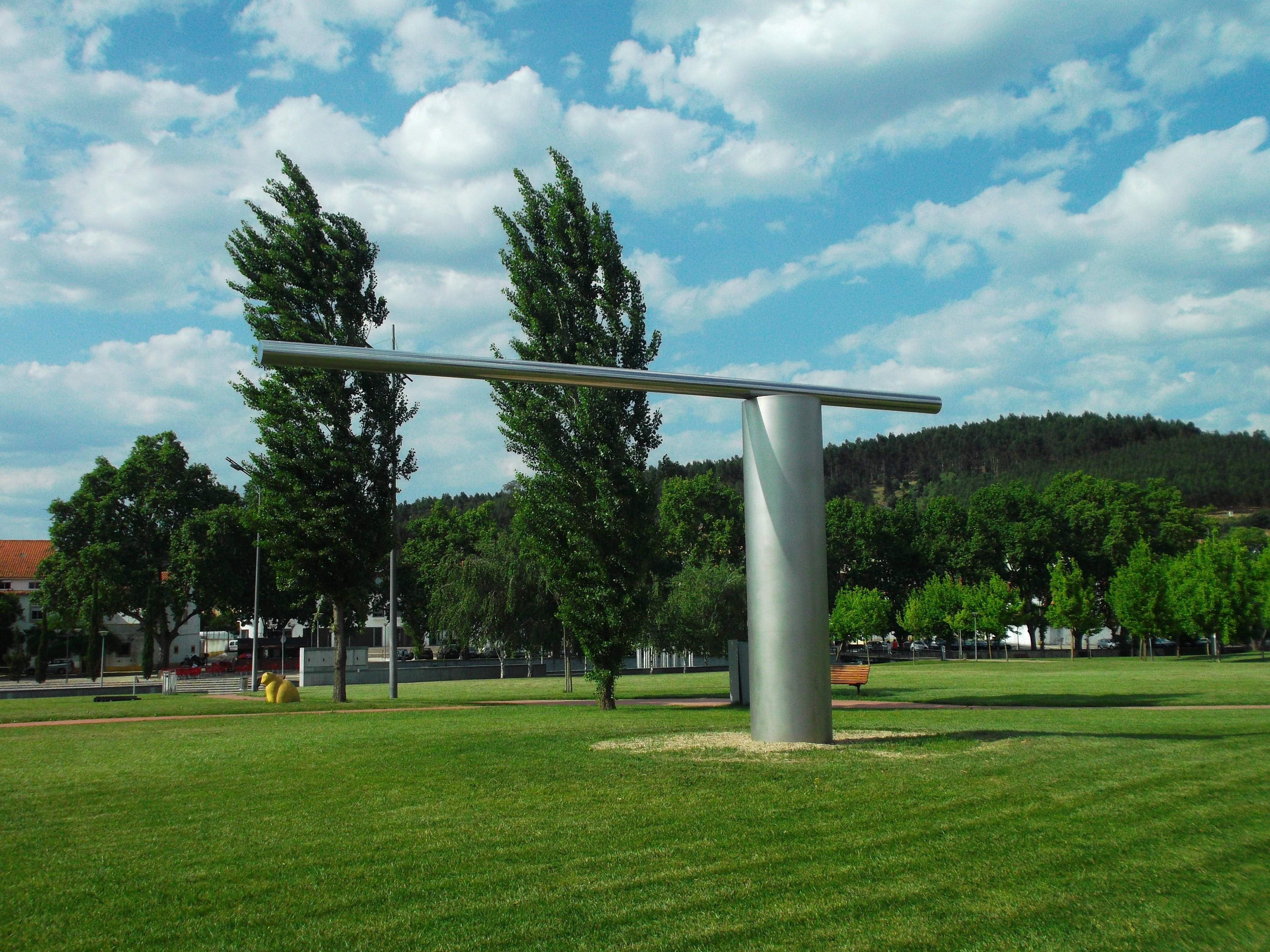 built structure, beauty in nature, plant, outdoors, park - man made space, land, tree, tagus river, grass, sculpture almourol, sky, cloud - sky, environment, HD Wallpaper
