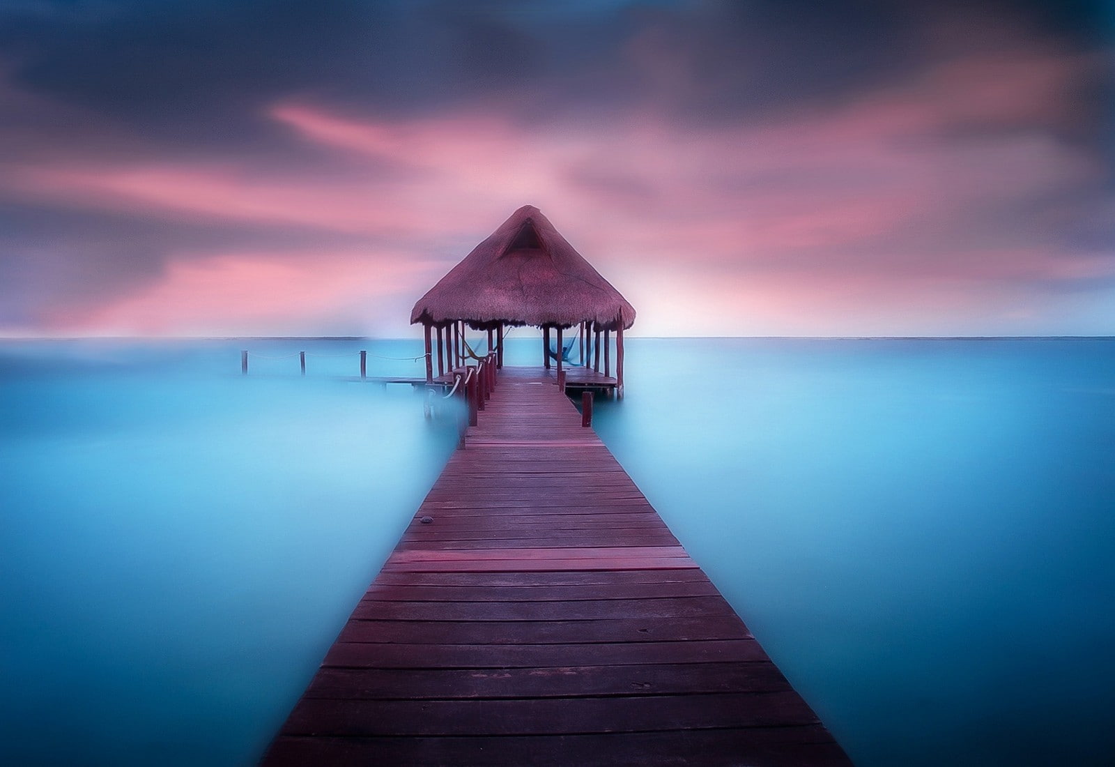 hammocks, built structure, cloud - sky, tranquility, calm, beach, hut, Mexico, morning, tropical, tranquil scene, scenics - nature, outdoors, beauty in nature, HD Wallpaper