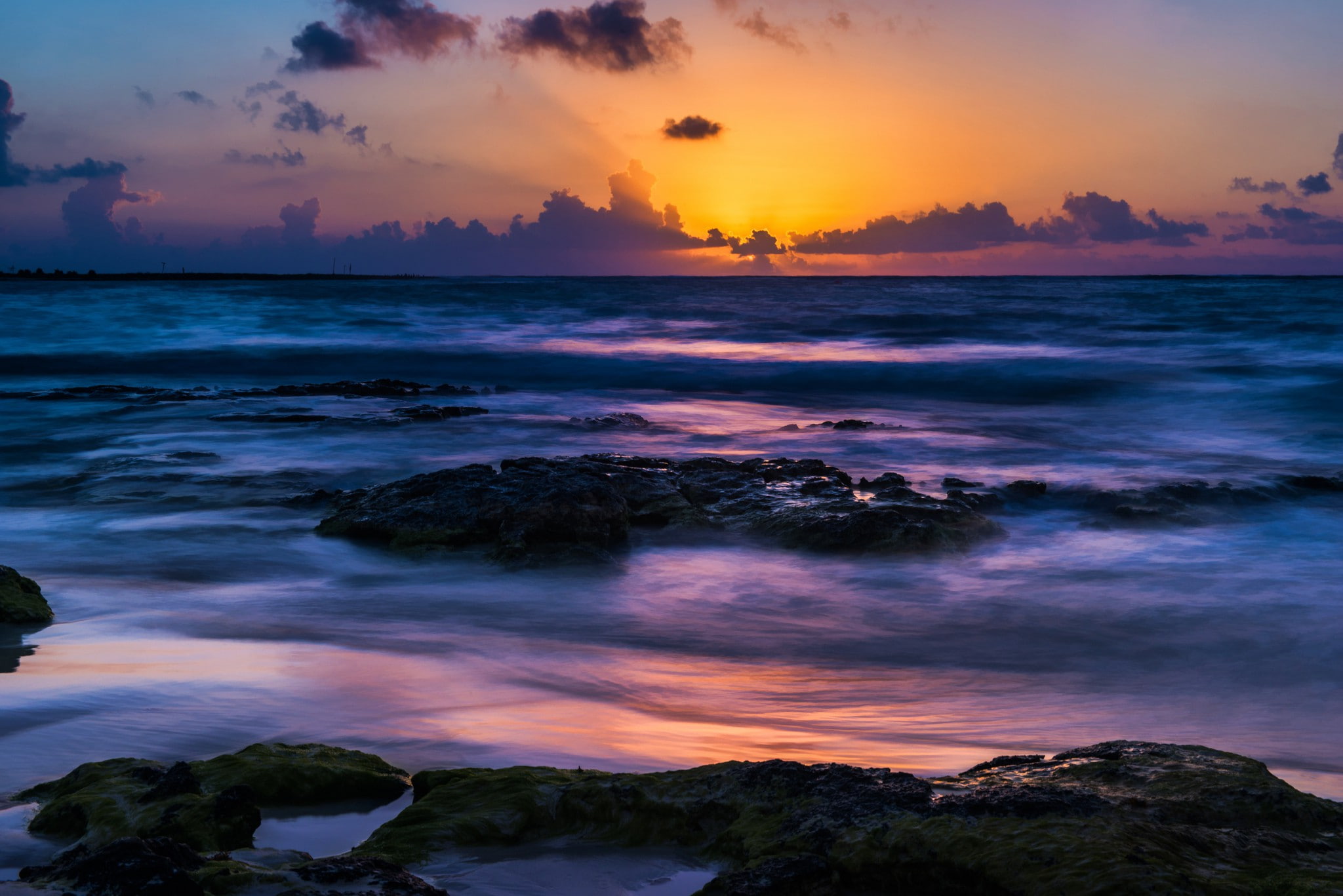 Sunset, Mexico, photoragphy, 1080P, beach, akumal, Akumal Beach, HD Wallpaper