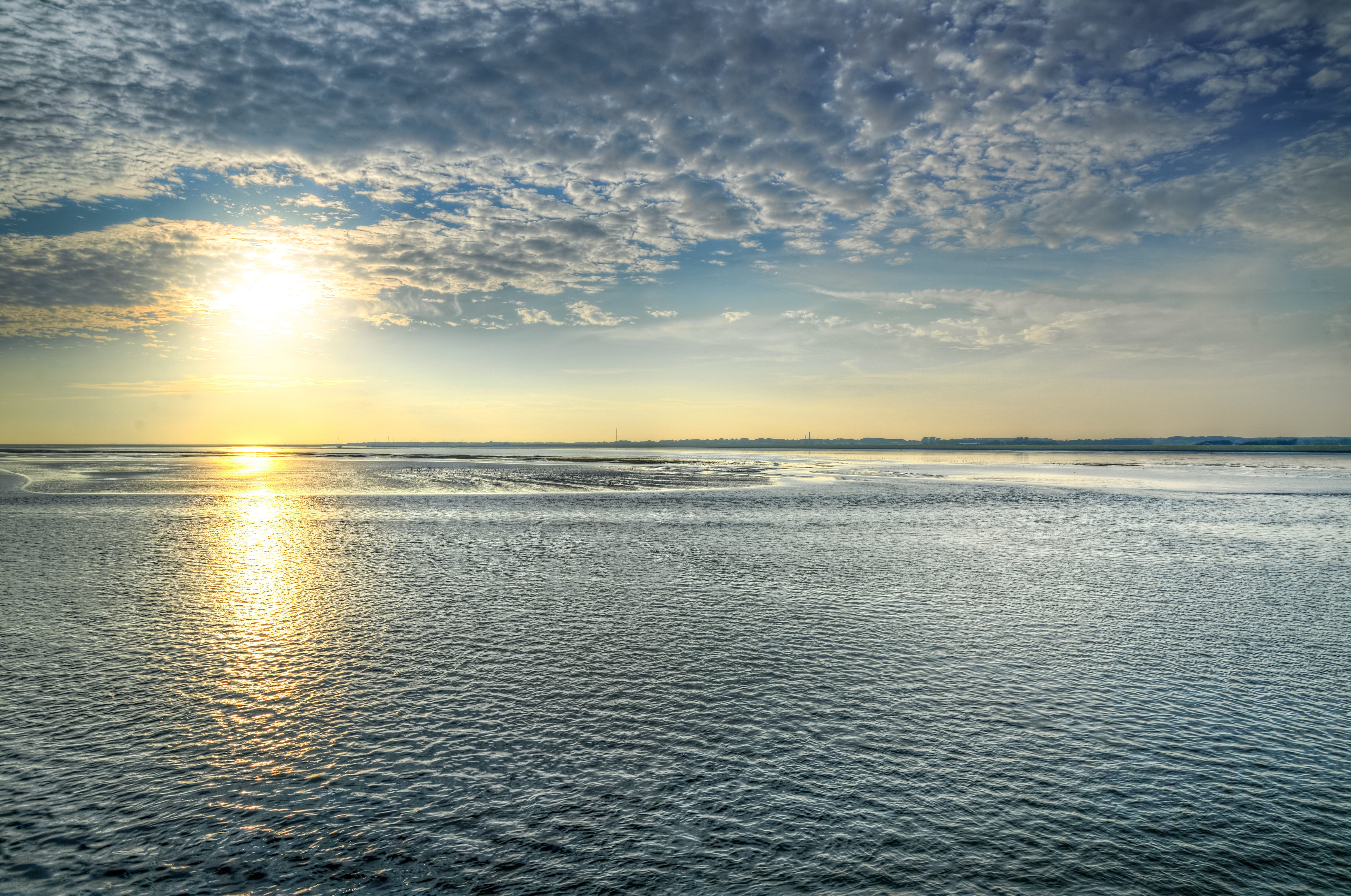 scenery, daytime, low tide, sea, holland, scenics - nature, 5K, cloud, dutch, outdoors, horizon over water, sunlight, sky, tranquil scene, friesland, nature, HD Wallpaper
