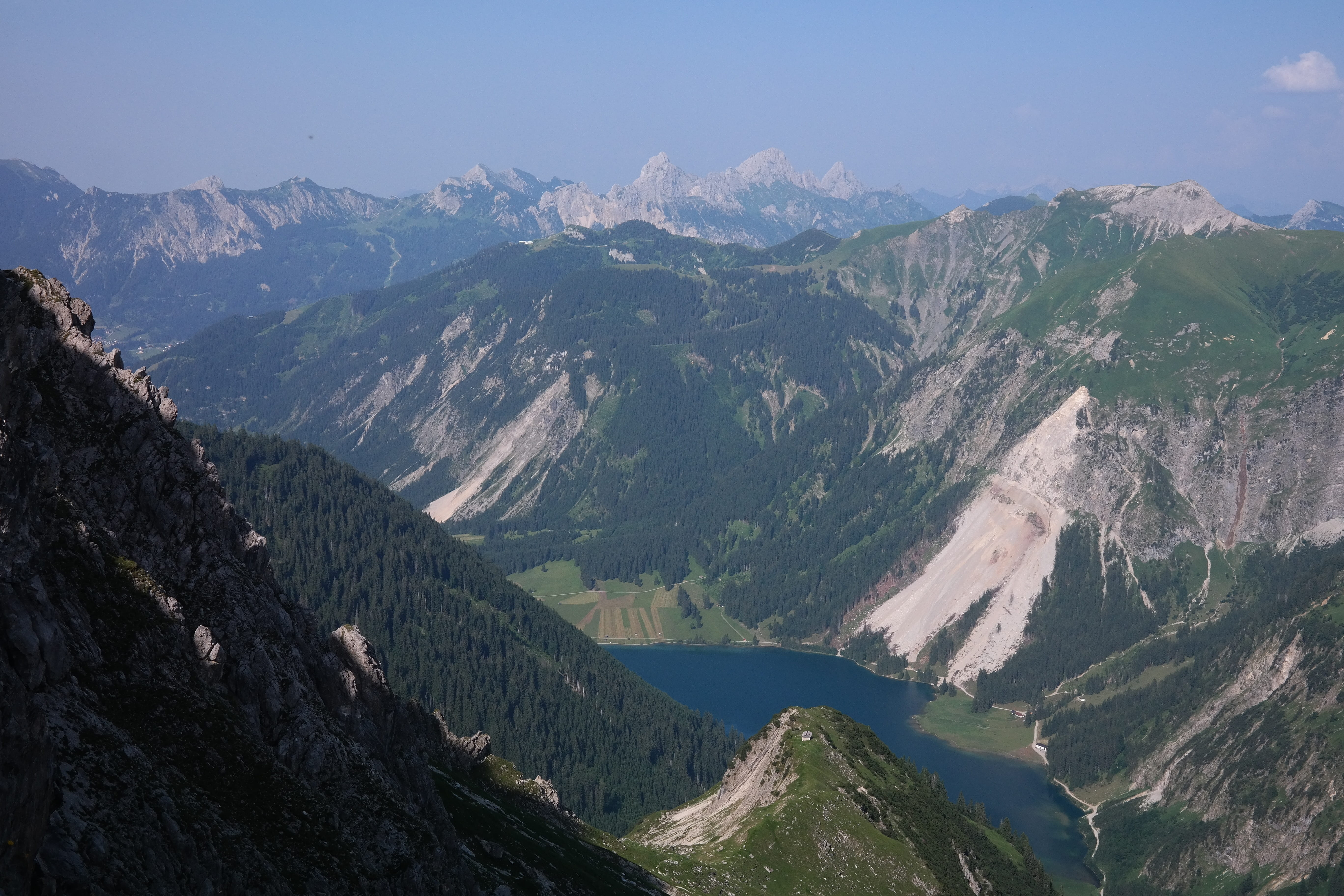 water, nature, mountain range, vilsalpsee, tannheimer alps, mountain peak, environment, landscape, rock avalanche, beauty in nature, sky, idyllic, hang slipping, HD Wallpaper