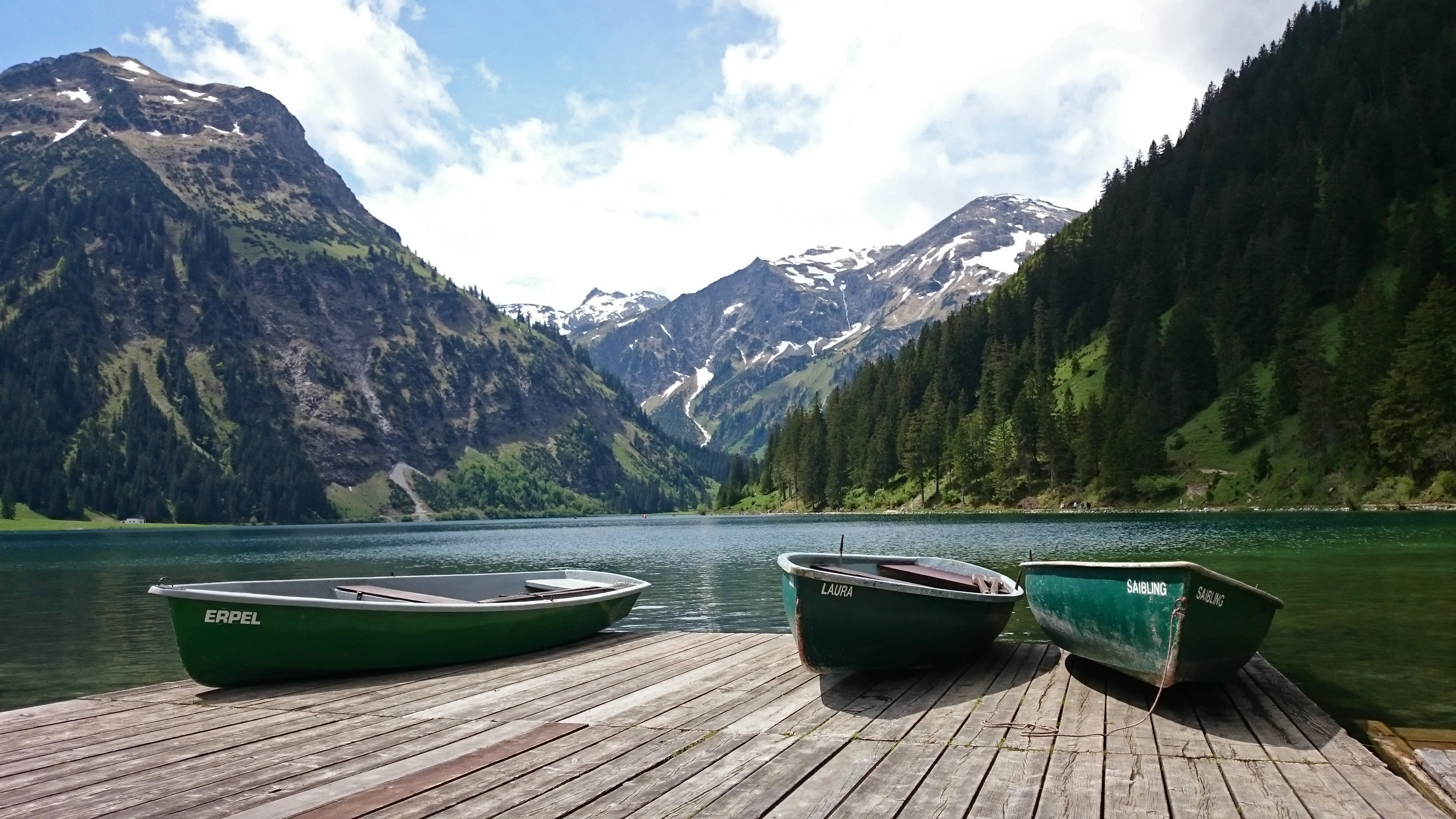 jetty, mountain range, mode of transportation, bergsee, hike, no people, tyrol, body, scenics - nature, vilsalpsee, travel, tree, nautical Vessel, summer, HD Wallpaper