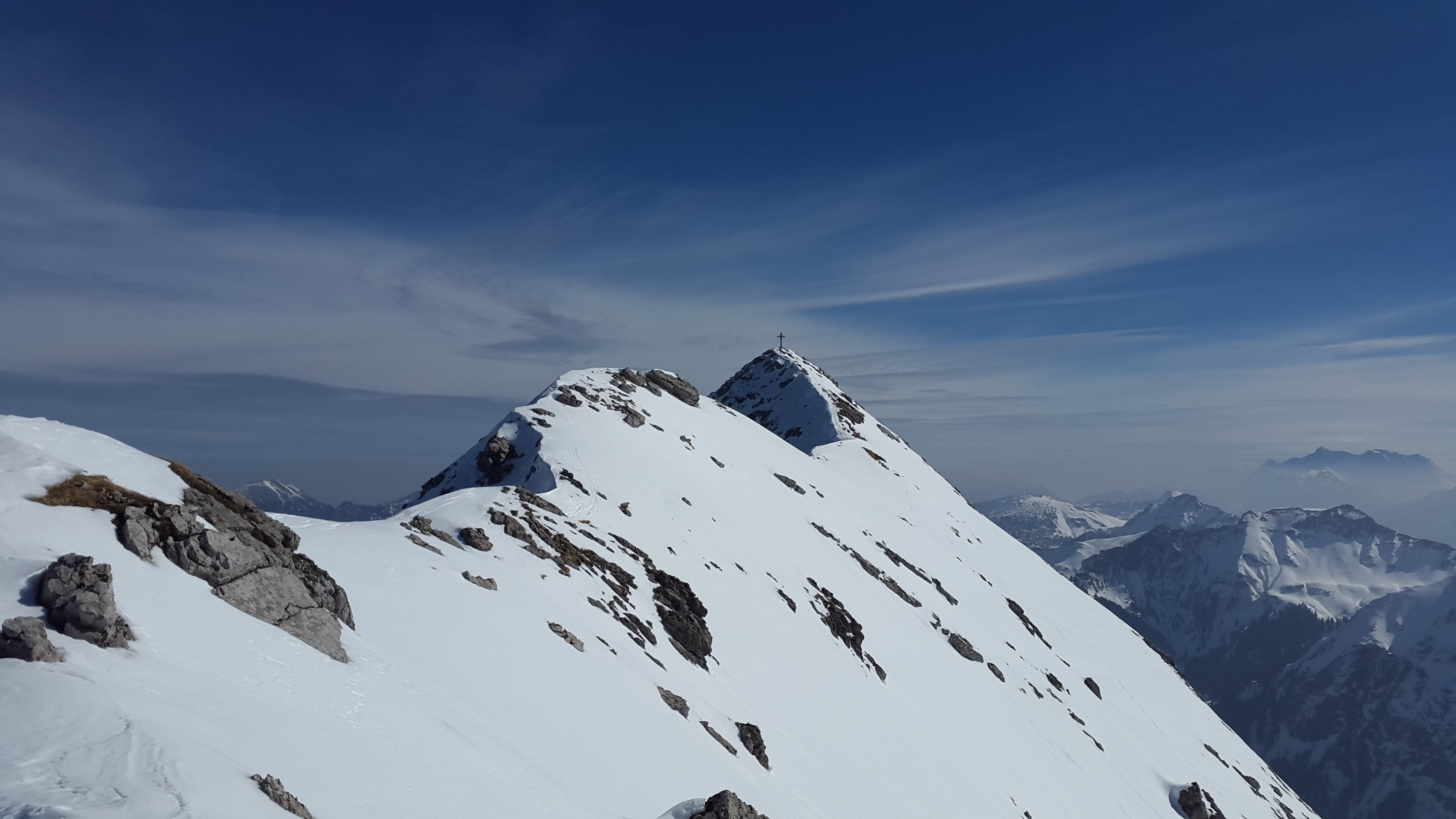 alpine panorama, no people, mountaineering, day, cloud - sky, 4K, sky, allgäu alps, scenics, mountain peak, landscape, white color, allgäu, cold temperature, HD Wallpaper