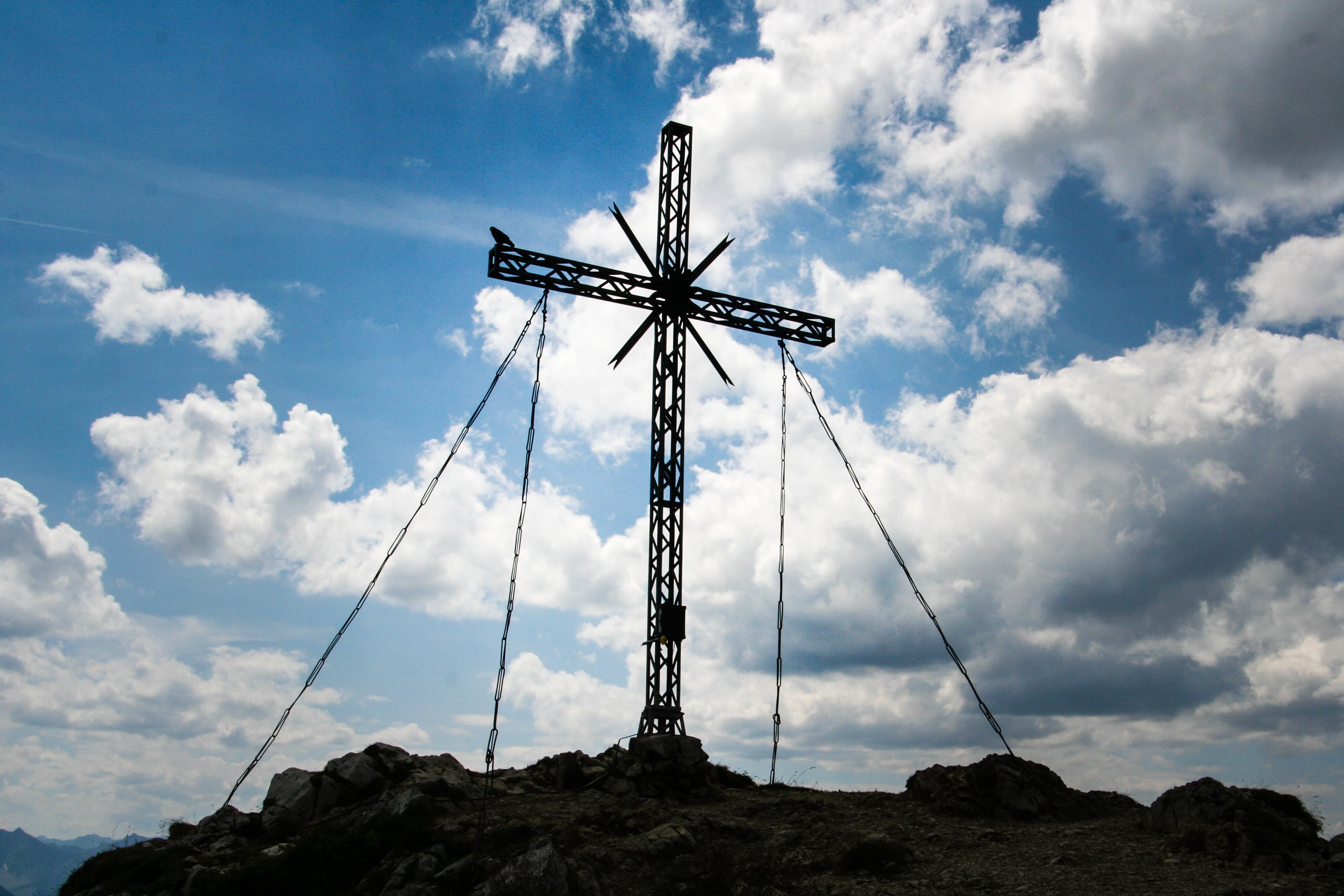 tower, tall - high, communication, no people, mountains, sky, environment, summit cross, technology, hiking, nature, connection, fuel and power generation, HD Wallpaper