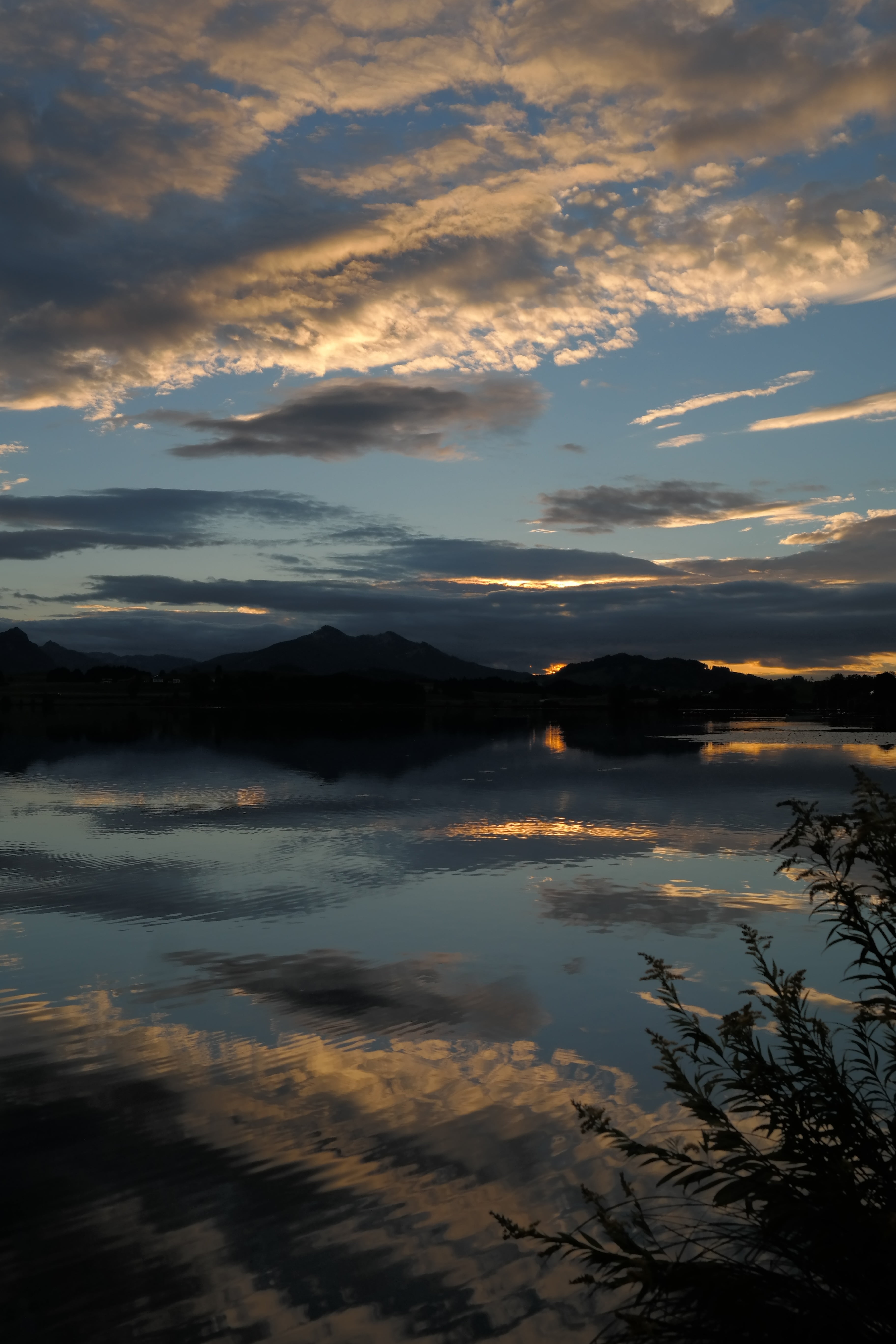 sunset, tannheimer mountains, tranquil scene, sky, dramatic sky, mountain panorama, idyllic, lake, allgäu, nature, relaxation, mountain, tranquility, reflection, Phone HD Wallpaper