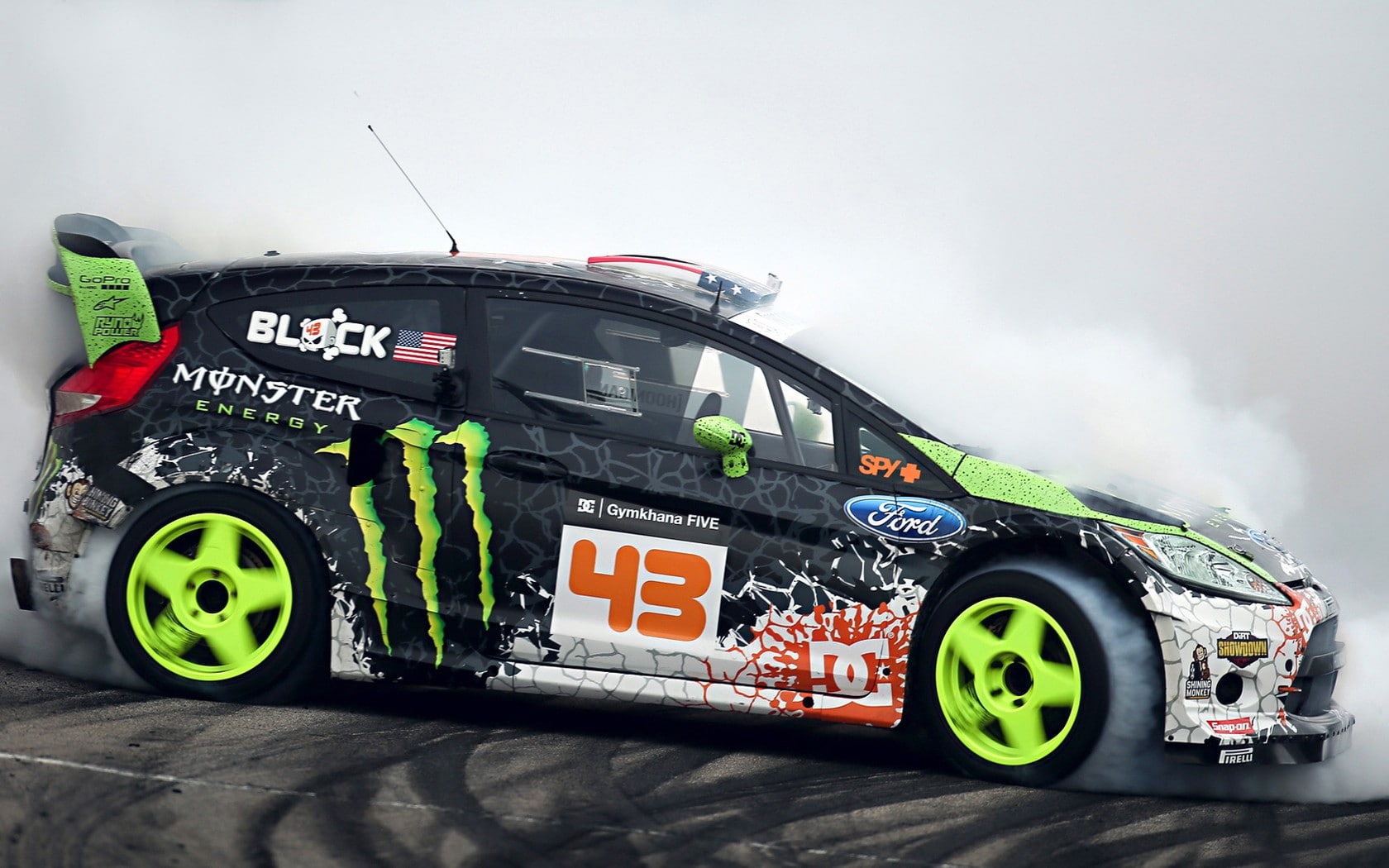 block, fiesta, ford, monsters, 720P, energy, monster, ken, drift, drifting, HD Wallpaper