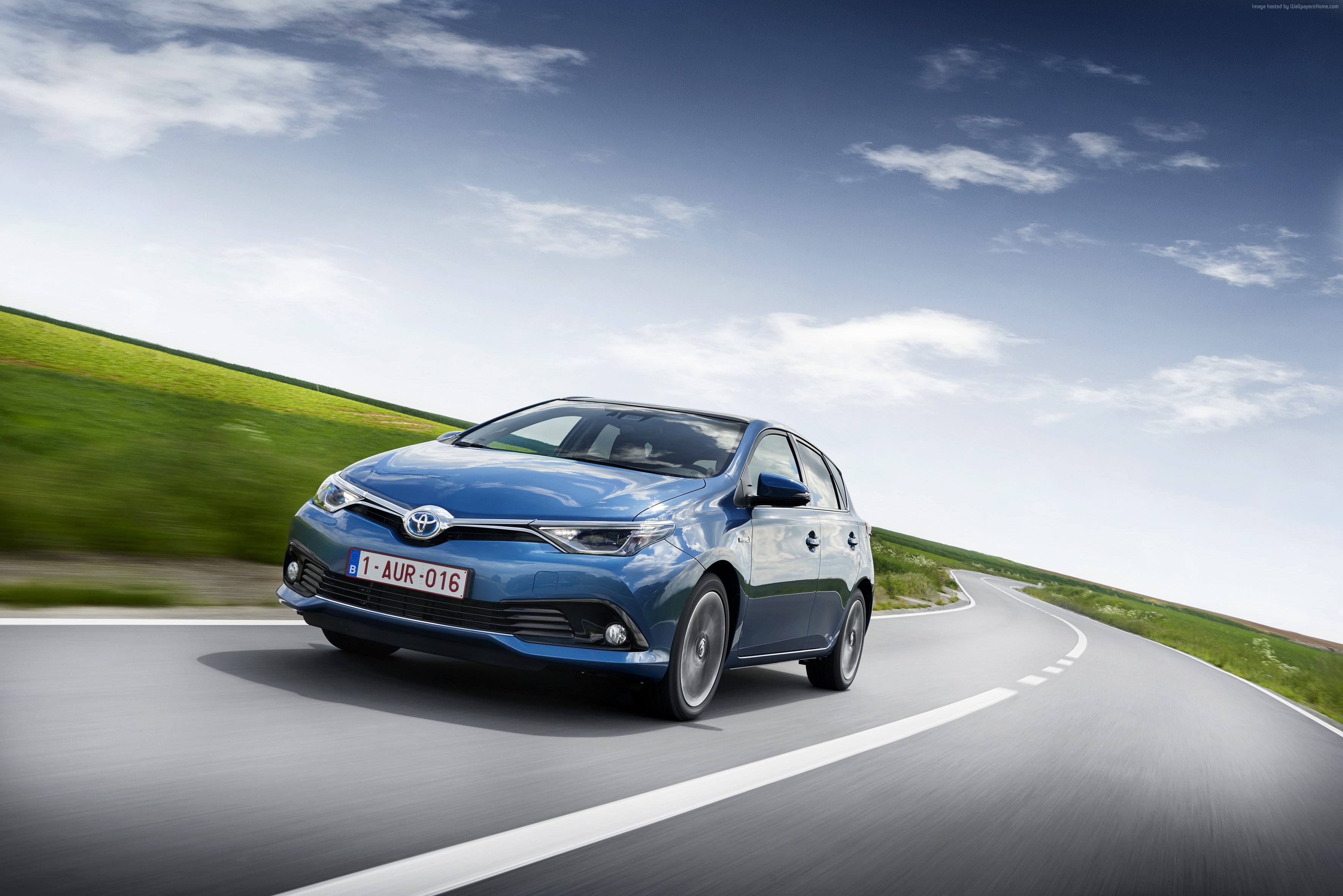 hatchback, 2K, blue., Toyota auris, hybrid, HD Wallpaper
