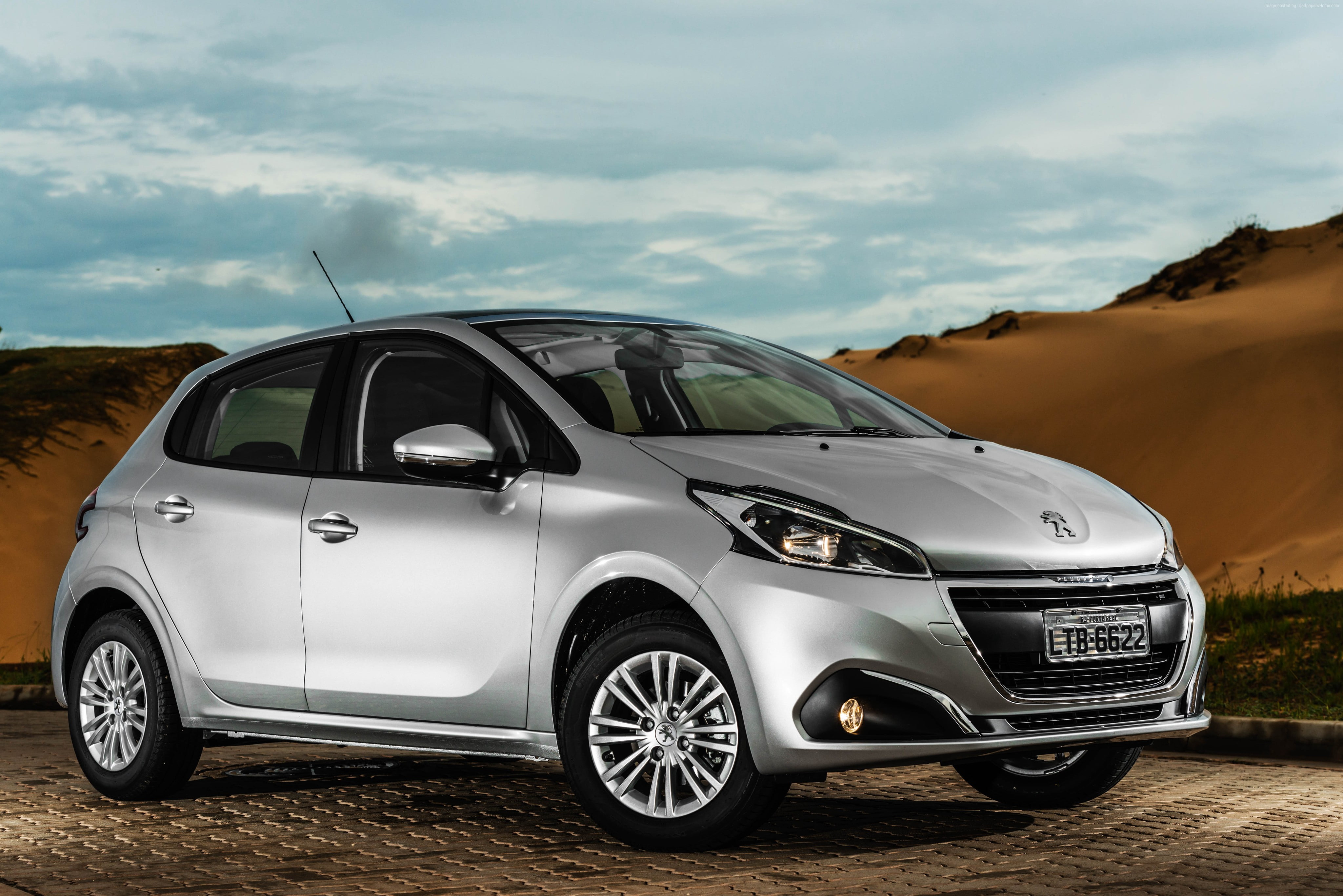silver, Peugeot 208, hatchback, 4K, HD Wallpaper
