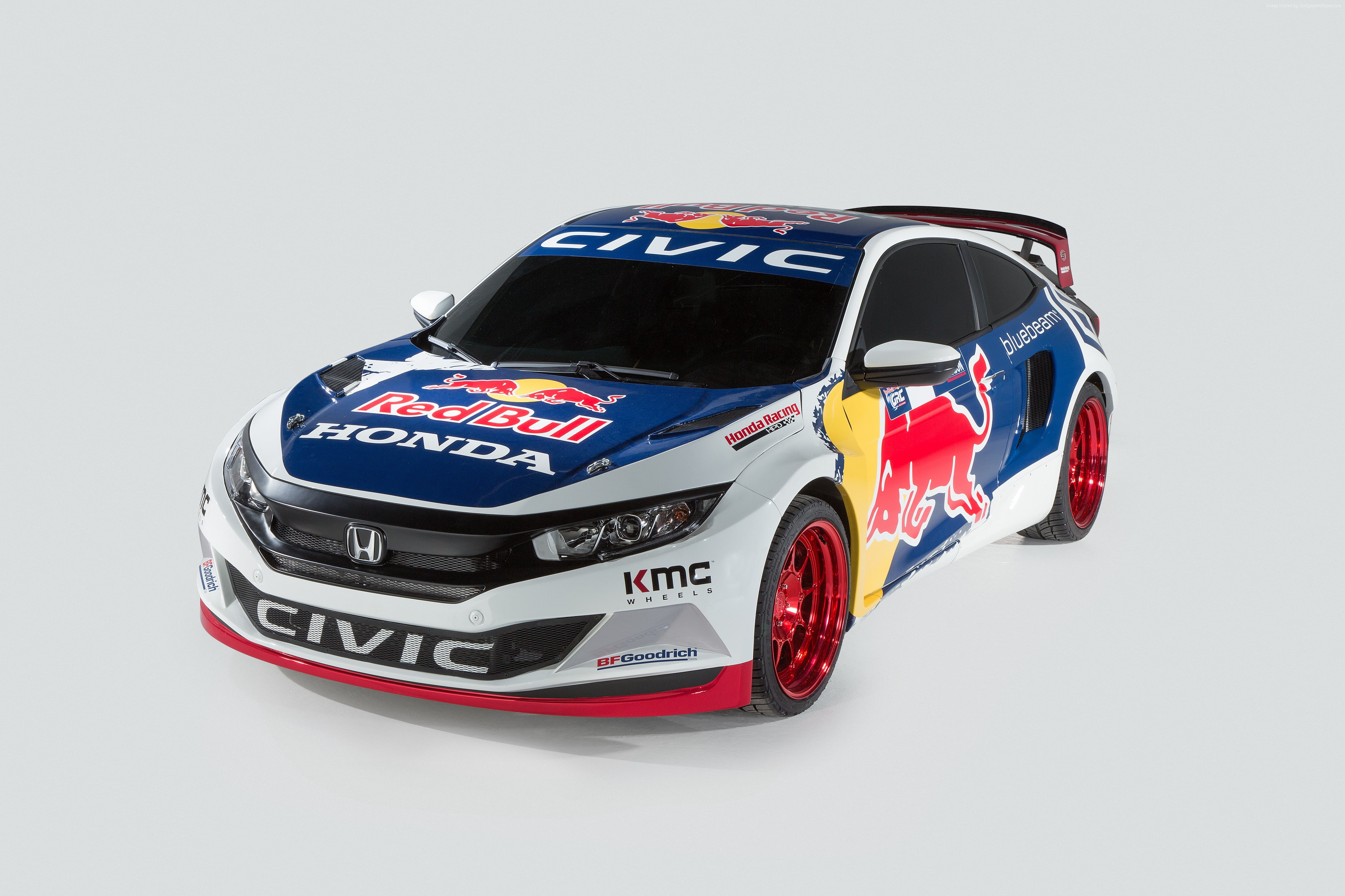 4K, sport car, red bull, Honda Civic Coupe Rallycross, NYIAS 2016, rally, HD Wallpaper