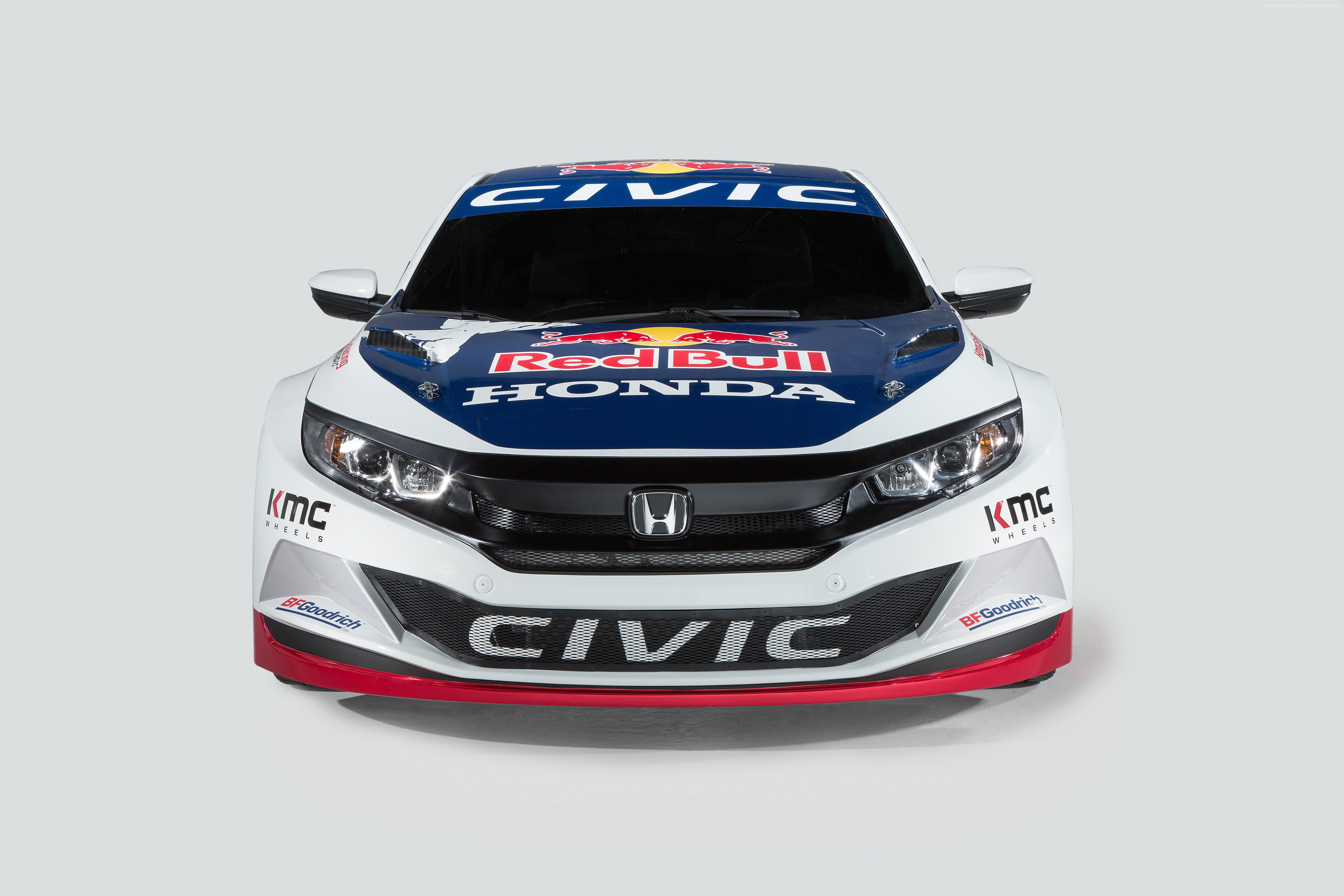 sport car, Honda Civic Coupe Rallycross, NYIAS 2016, rally, 4K, red bull, HD Wallpaper